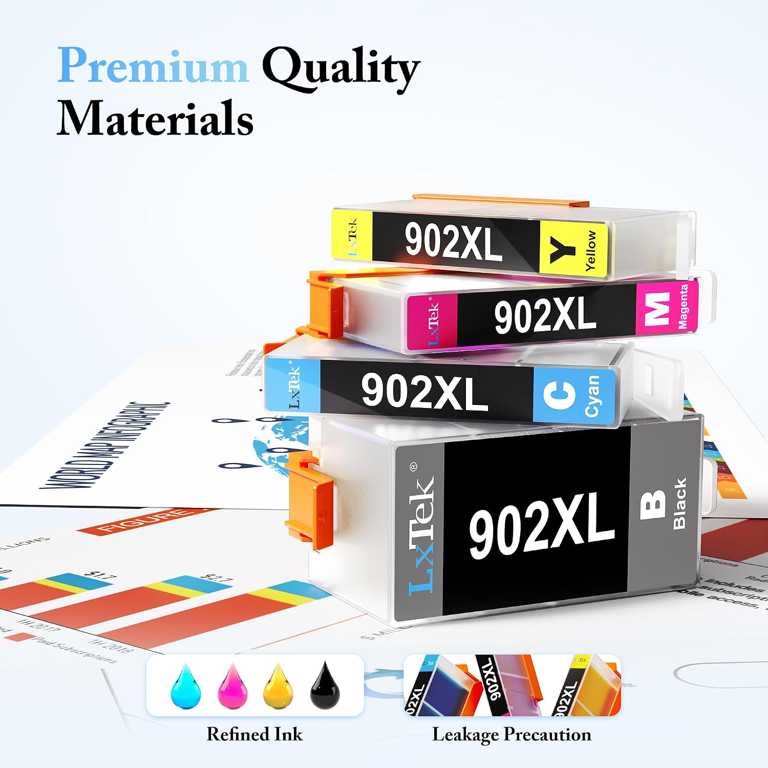 Thumbnail 6 de LxTek 902XL Ink Cartridge Combo Pack, Compatible 4-Pack for HP OfficeJet