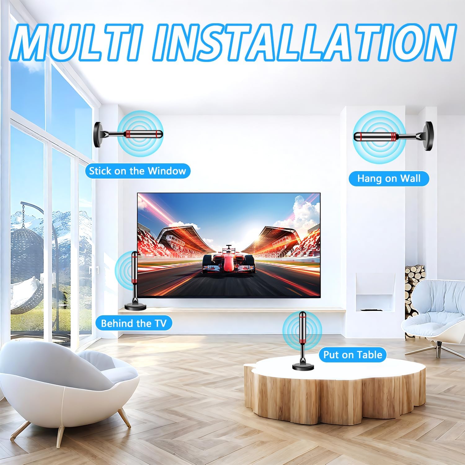 Detalle 2 de 2025 Digital Indoor TV Antenna — 360° Reception
