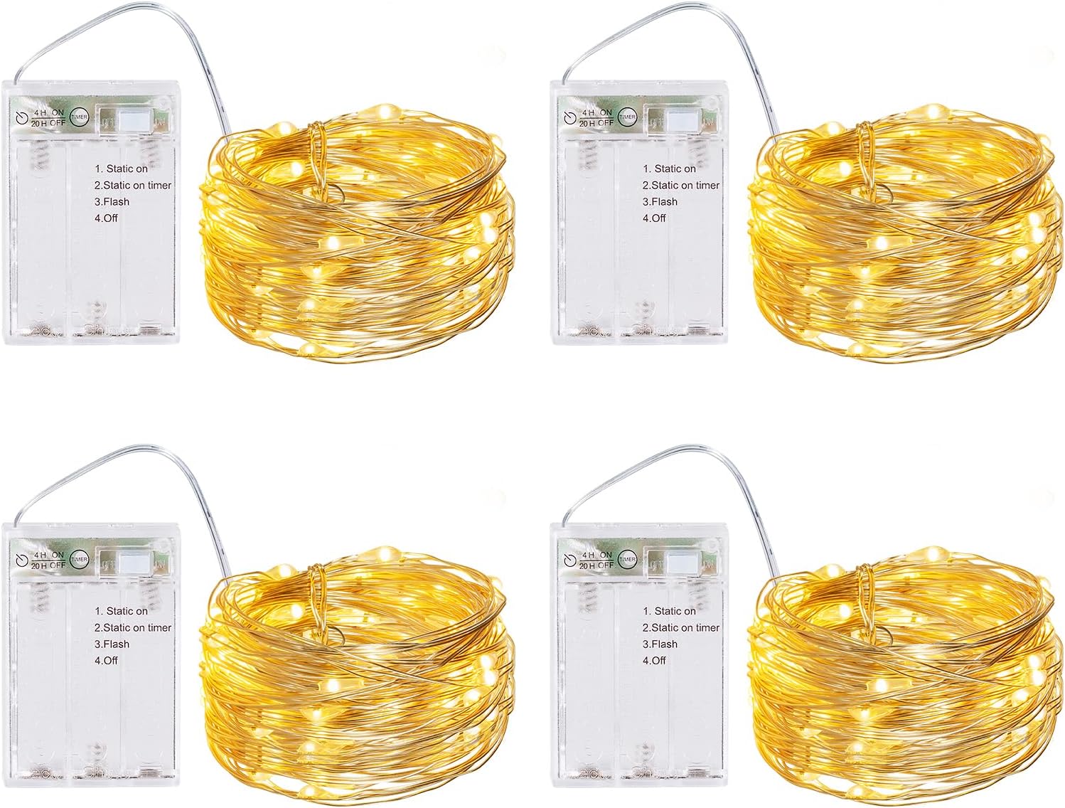 Thumbnail 5 de BXROIU 4 x 50er Mikro-LED Lichterkette Batterie betrieben | Silberdraht, 5 m, 4 Stück – vielseitige Dekoration für Innenräume