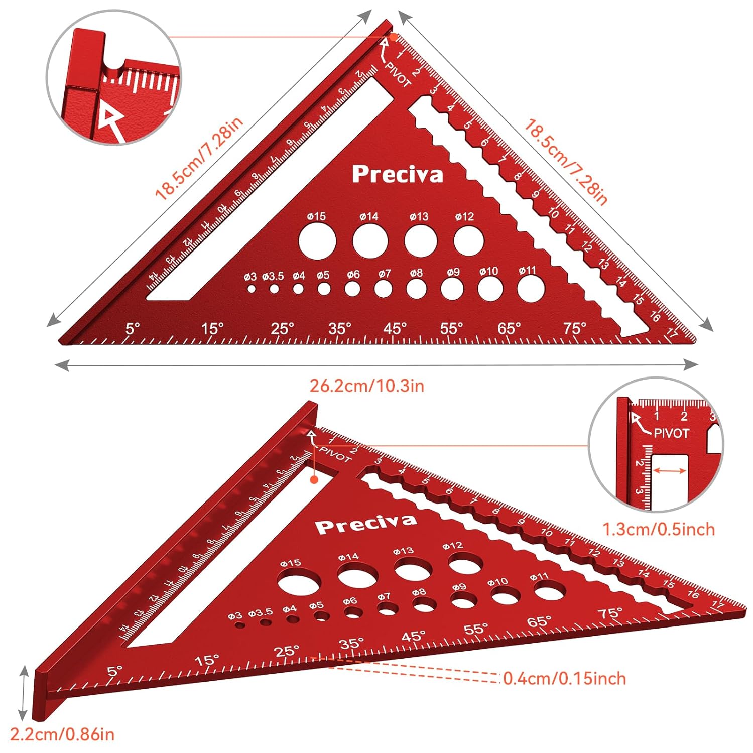 Thumbnail 5 de Speed Square 18cm 7in set square ruler