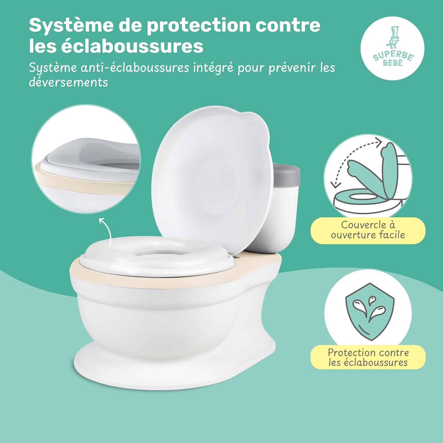 Detalle de Pot Bébé Toilette Musical pour apprentissage de la propreté – confort et sécurité pour les premières toilettes