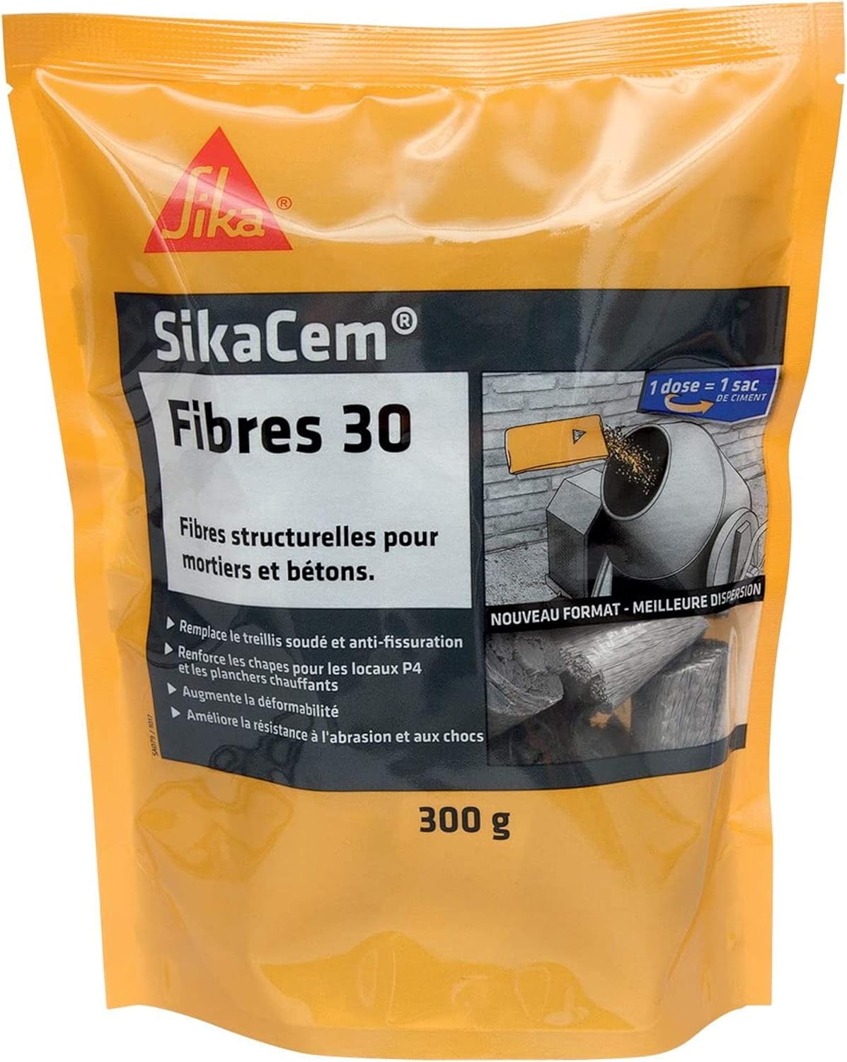 Detalle de SIKA Fibres structurelles 30 mm pour mortiers et bétons – SikaCem Fibres 30 Gris, 300 g