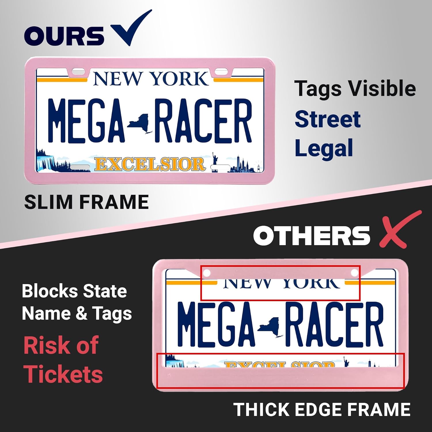 Detalle de Premium Princess Pink License Plate Frames – 2 Pack