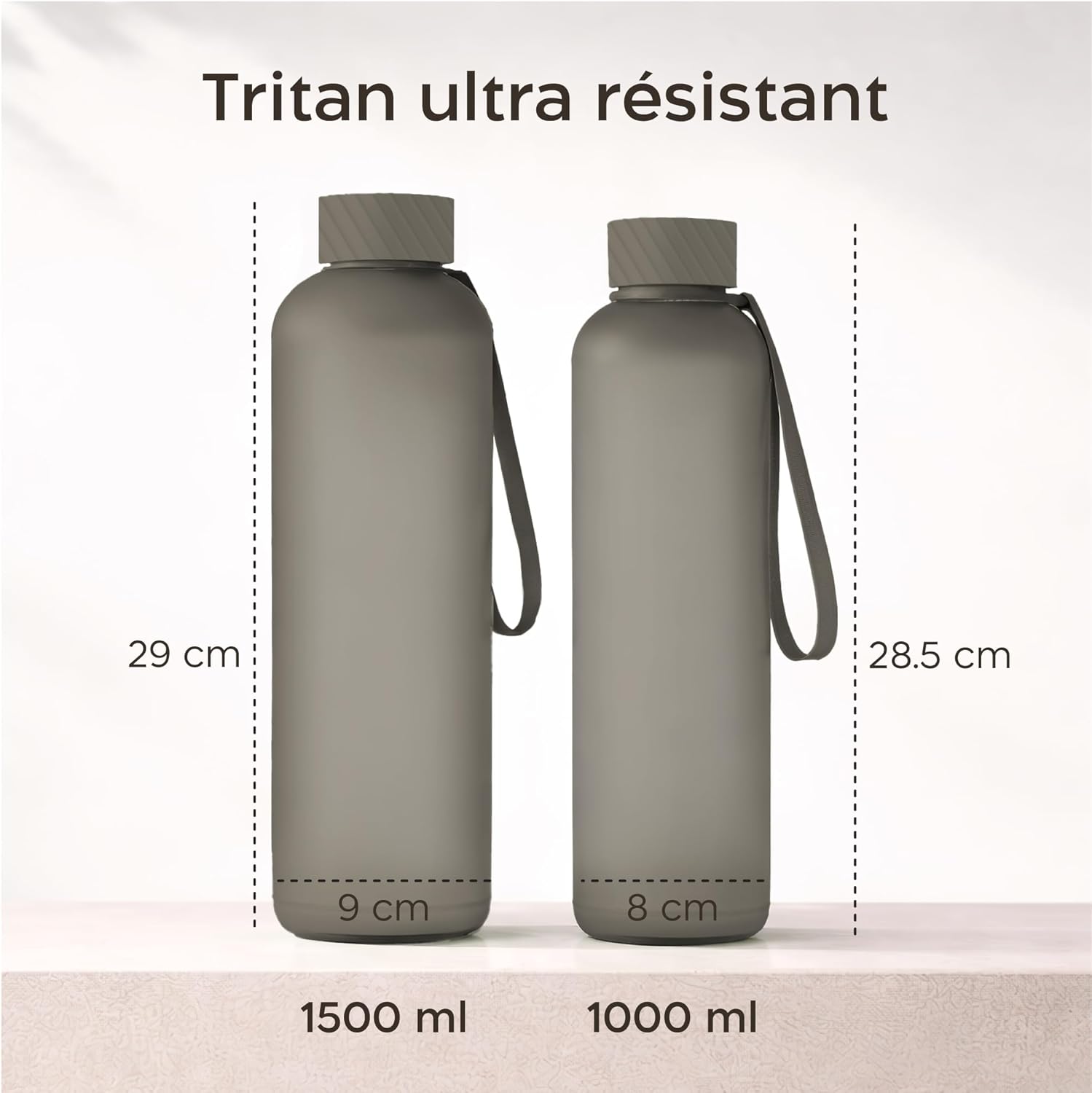 Thumbnail 2 de Twinzee Gourde 1L – Gourde sport anti-fuite, sans BPA, Tritan, 1 litre, taupe