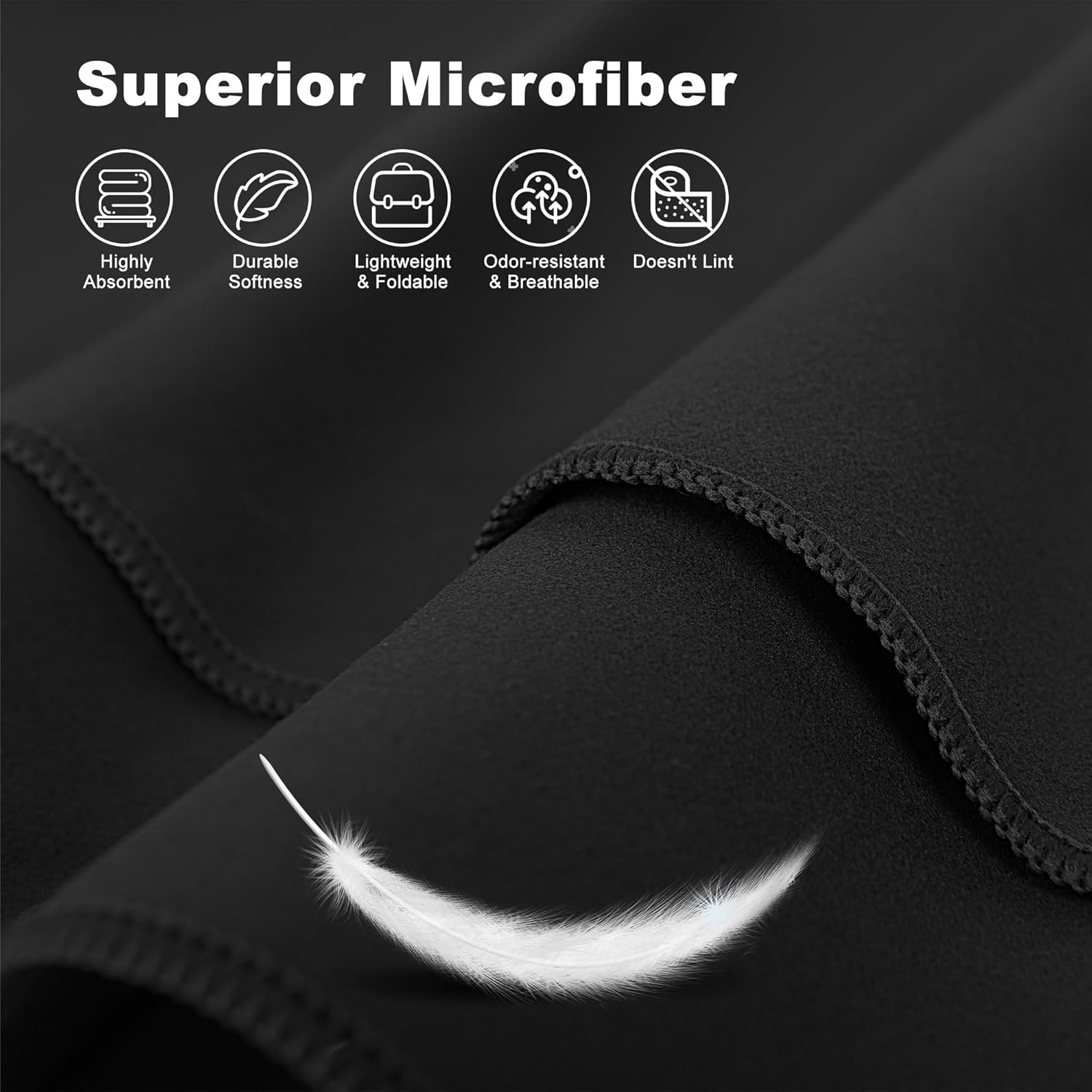 Thumbnail 3 de HiiPeak Microfibre Towel Compact Camping Gym Towel (Black, 1 Pack) 40cm x 80cm