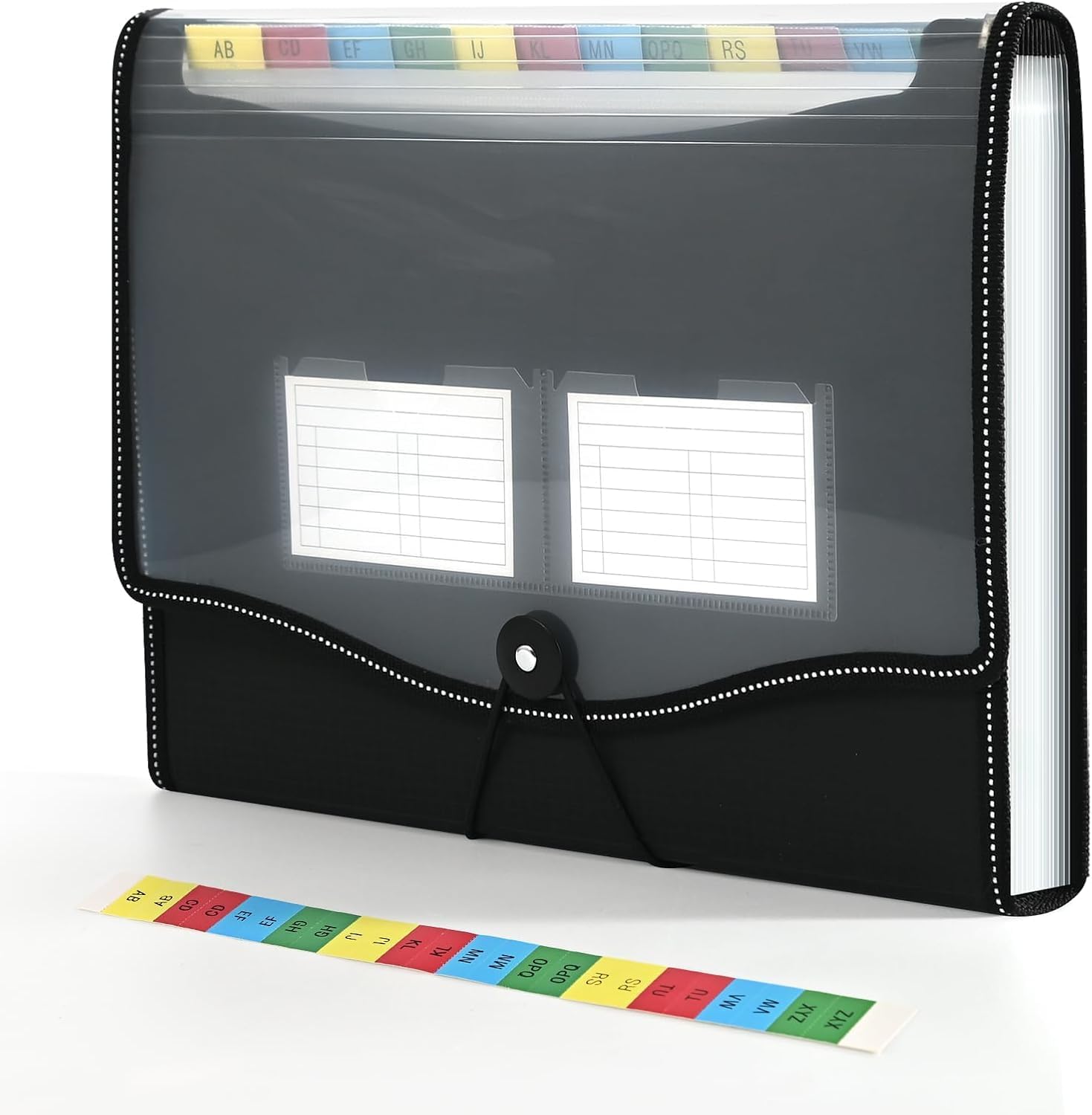Detalle de File Organiser, 13 Pockets Expanding File Folder with 12 Tabs – A4, Black