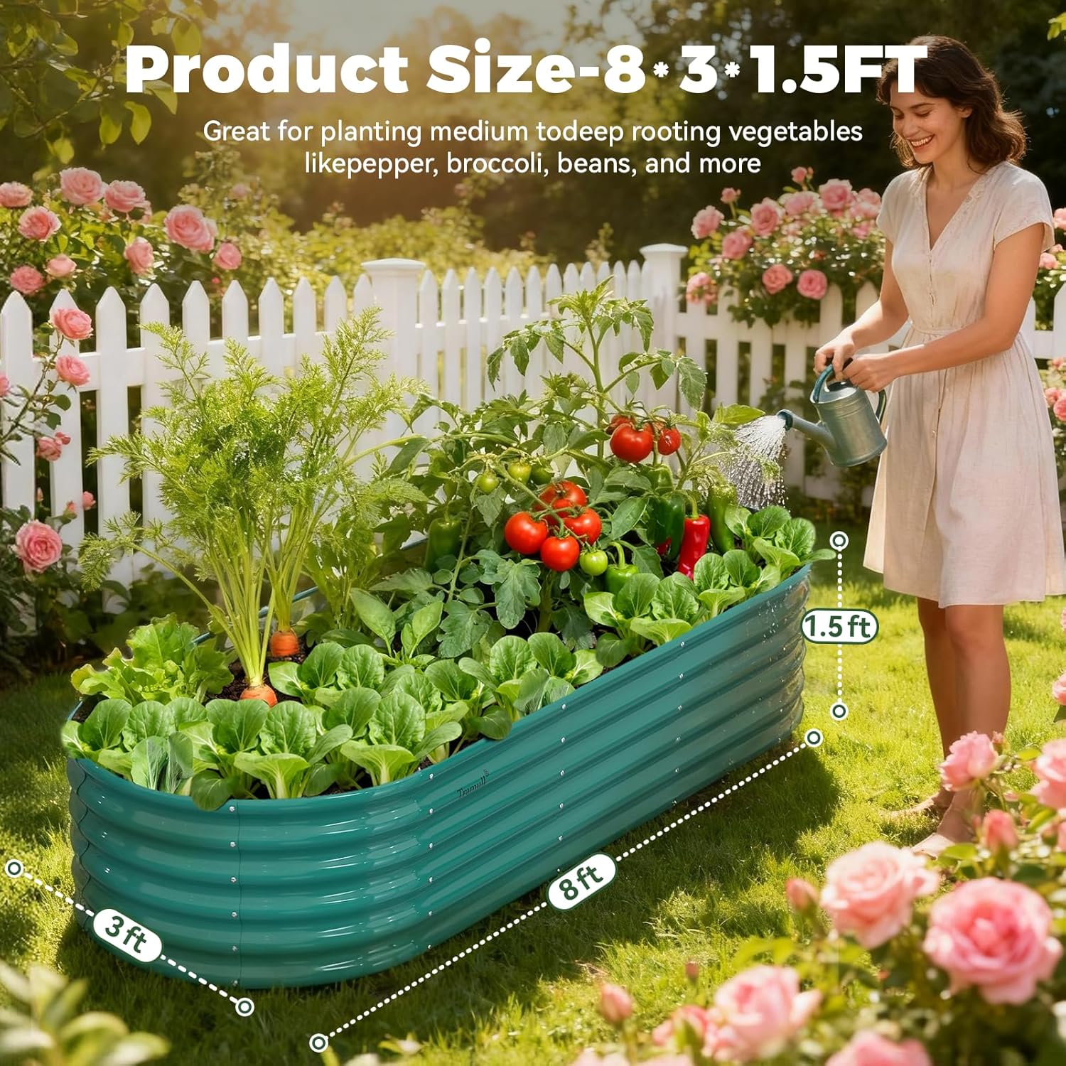 Thumbnail 2 de 8x3x1.5ft Galvanized Raised Garden Bed by Tramull