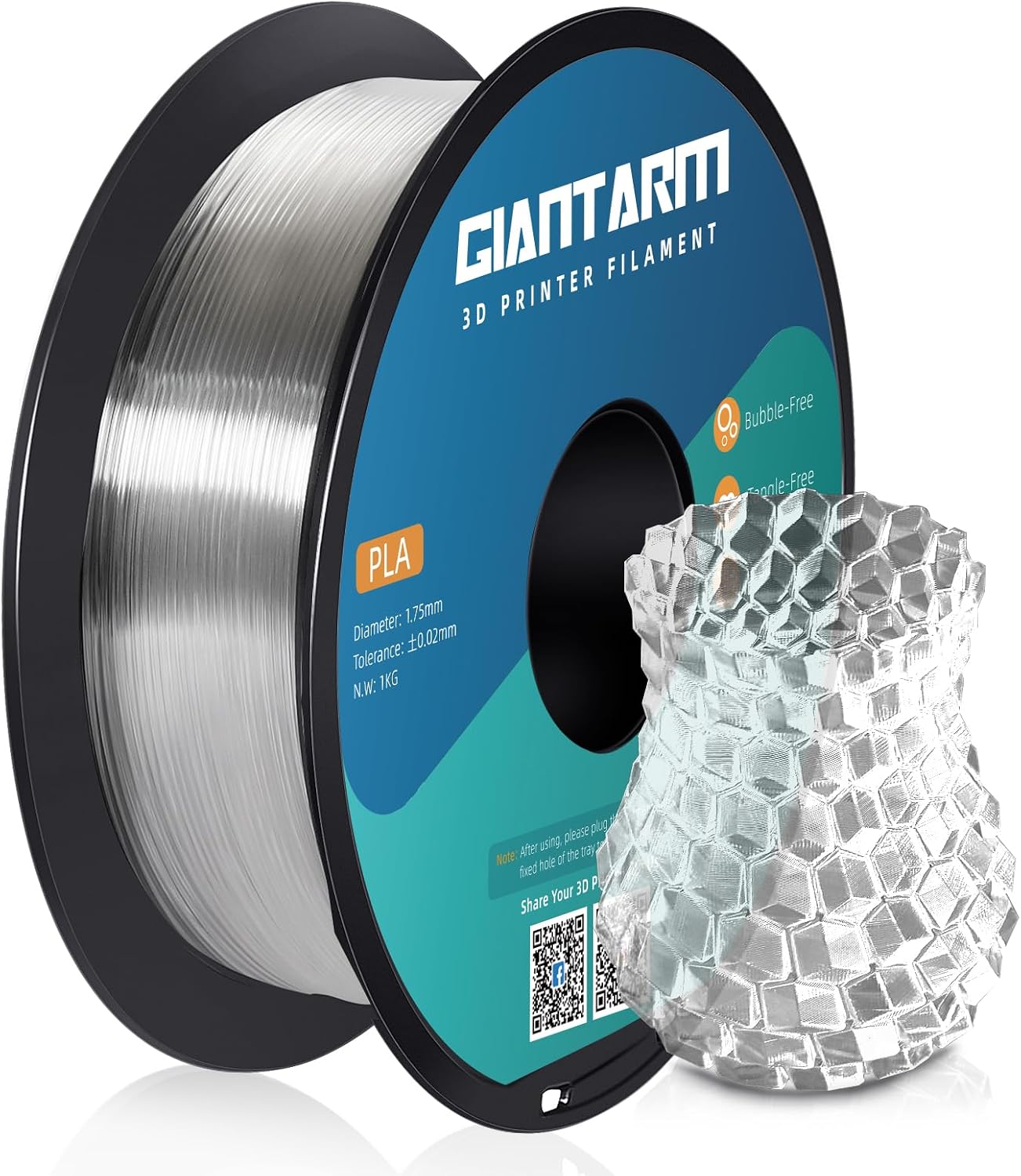 Thumbnail 6 de GIANTARM PLA Filament 1.75 mm – 1 kg, Silk Silber, vakuumverpackt