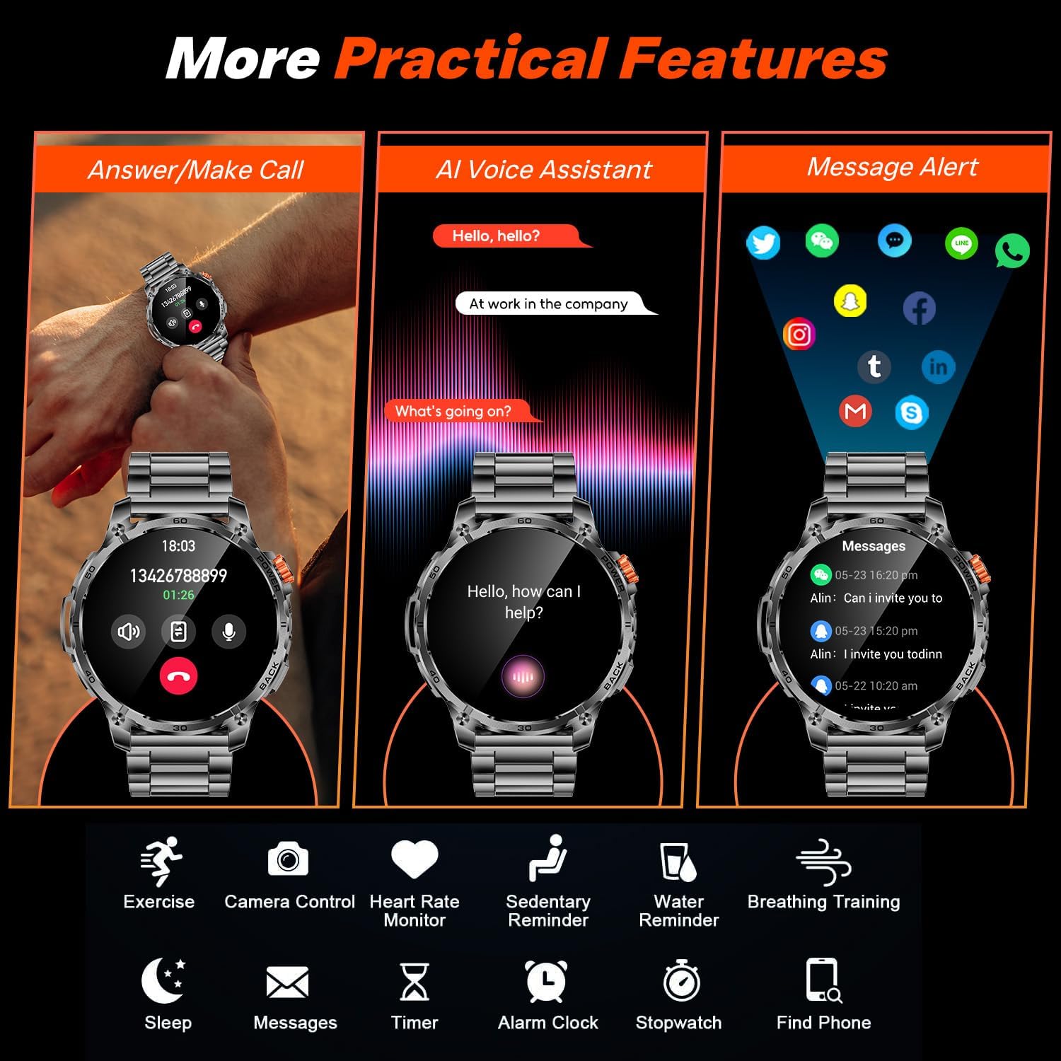 Thumbnail 3 de Smart Watch Men Fitness Tracker 1.85"