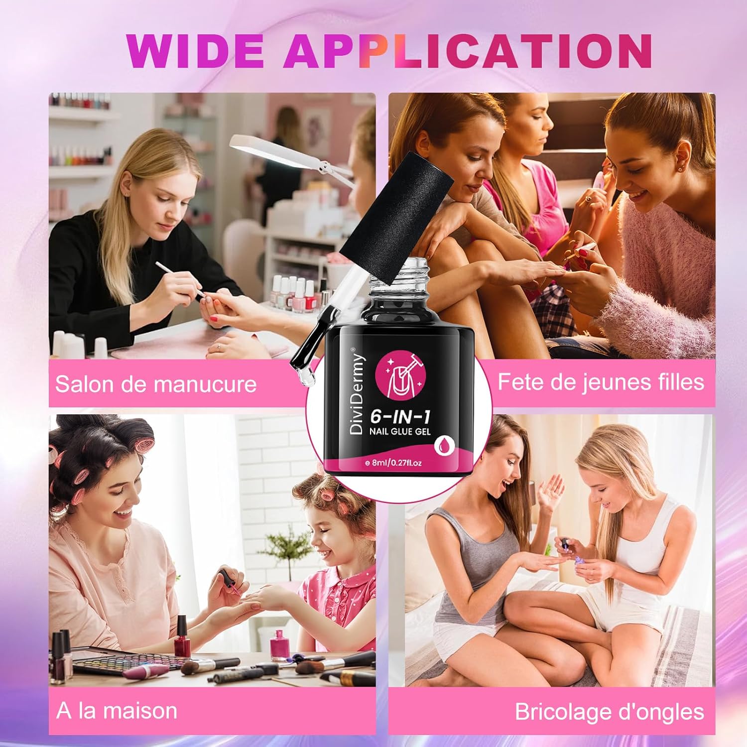 Thumbnail 6 de 2X8ml Colle Faux Ongles UV 6 en 1 Professionnelle — Colle Capsule Extra Forte et Transparente