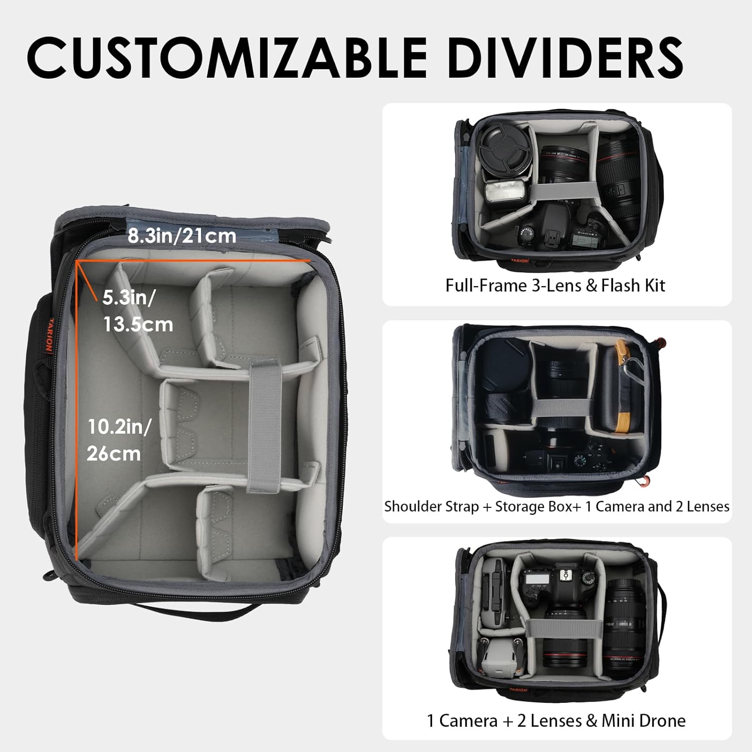 Detalle 2 de TARION ShellCore S Padded Camera Bag Insert — Protective Small Camera Cube with Quick Access & Metal Frame