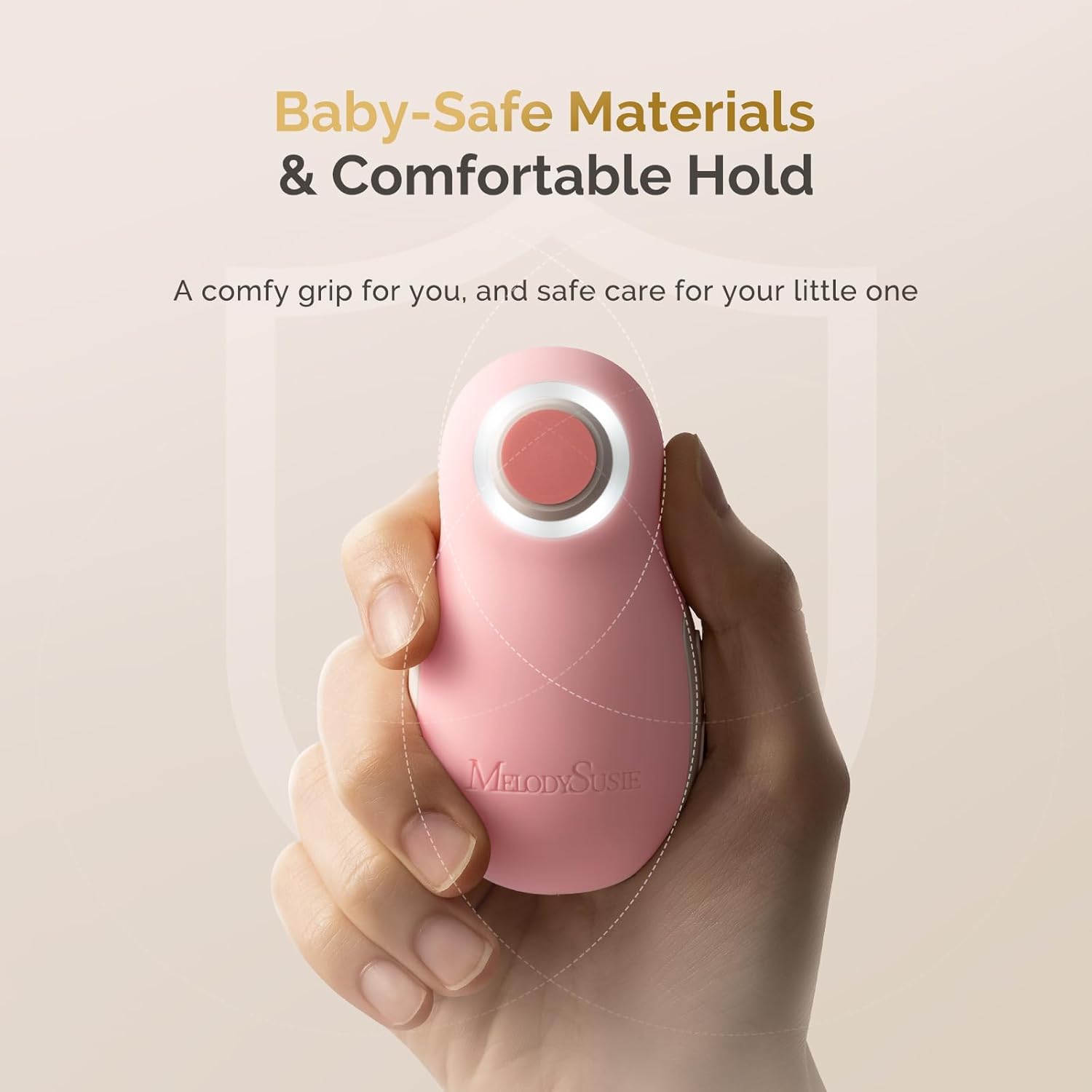 Detalle de MelodySusie Lime à Ongles Électrique pour Bébé – Coupe-ongles sans fil, veilleuse et recharge magnétique (rose)