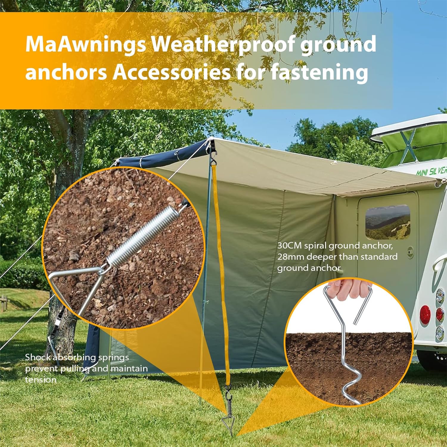 Detalle 2 de Magicbox Awning Storm Strips Kit: Complete Universal Tie Down for Caravan Awnings