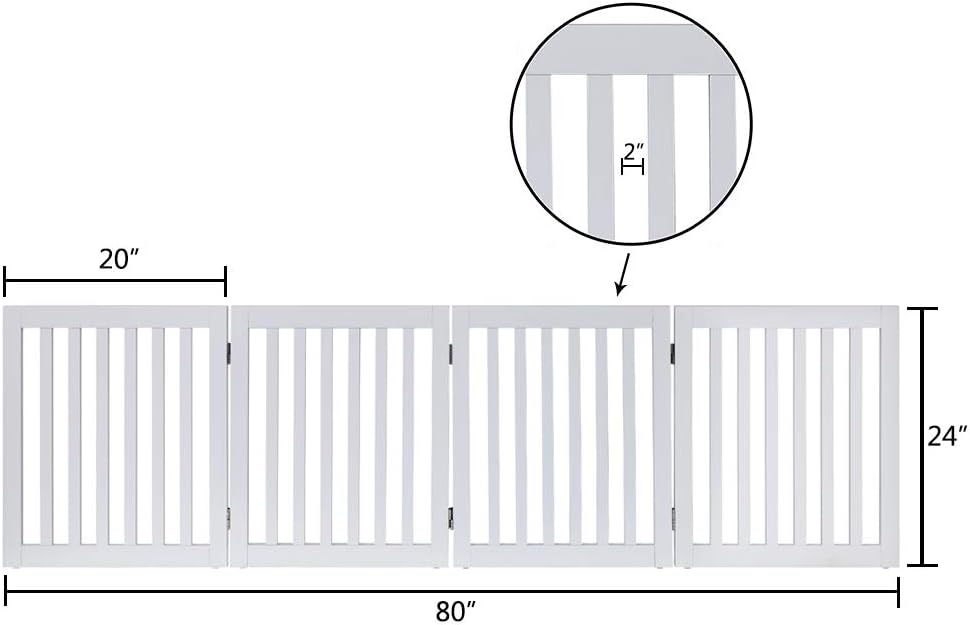 Thumbnail 3 de unipaws Freestanding Dog Gate (Foldable Pet Fence) – White, 4 Panels, 61cm Height