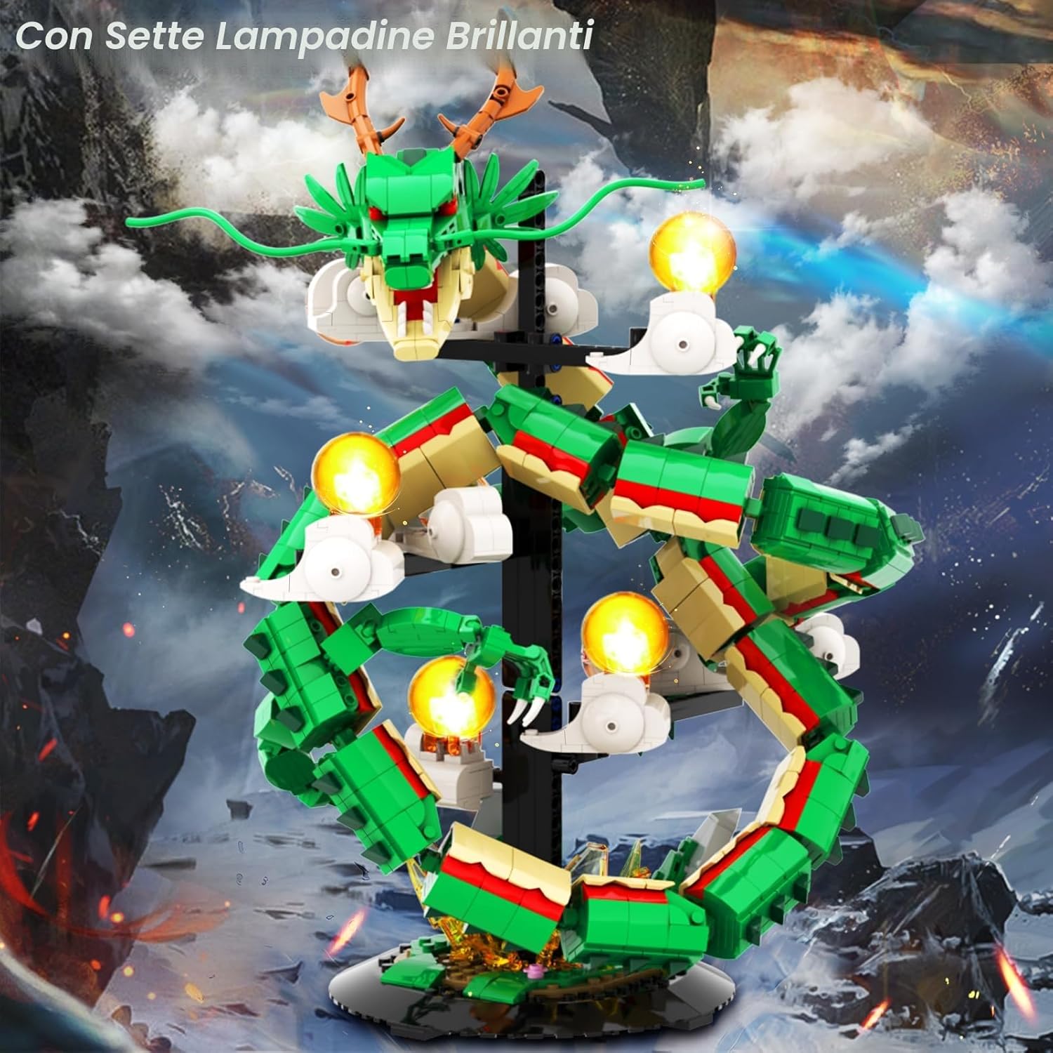 Thumbnail 1 de JMBricklayer Dragon Building Set 70134 – Drago luminoso da collezione con espositore
