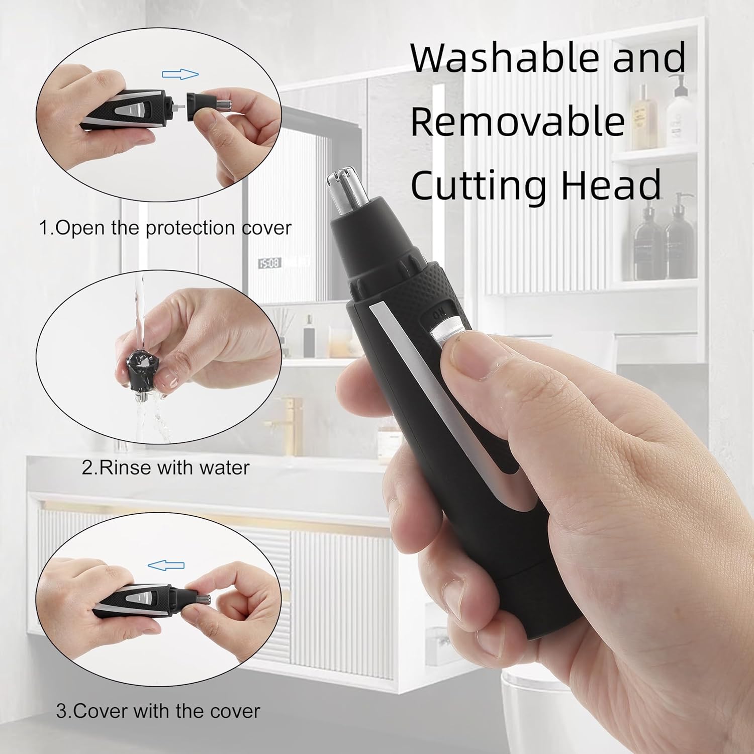 Detalle 2 de Ear Nose Hair Trimmer 2025, Dual-Edge Waterproof ✂