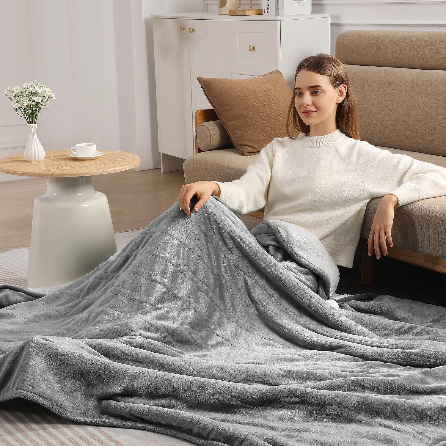 Thumbnail 4 de Molatink MDV-EBTWIN Twin Electric Heated Blanket, Reversible Flannel and Sherpa