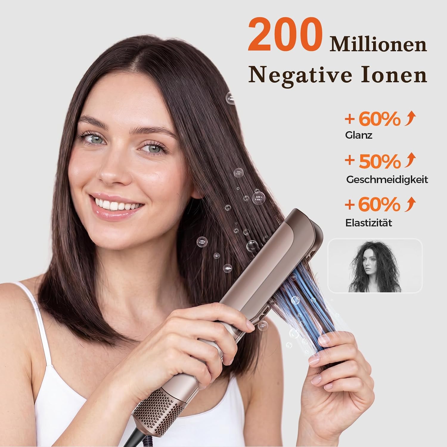 Detalle de Airstraight Glätteisen Föhn 2in1 – Luftglätter Nass-zu-Trocken Haar, 1300 W, 160 °C, 110.000 U/min