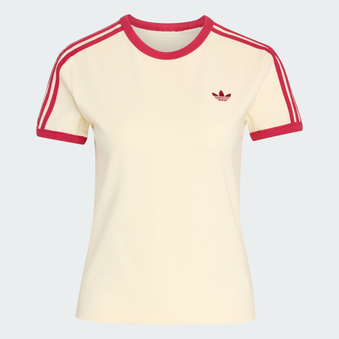 Detalle de Camiseta ajustada 3 Stripes de Adidas — Amarilla