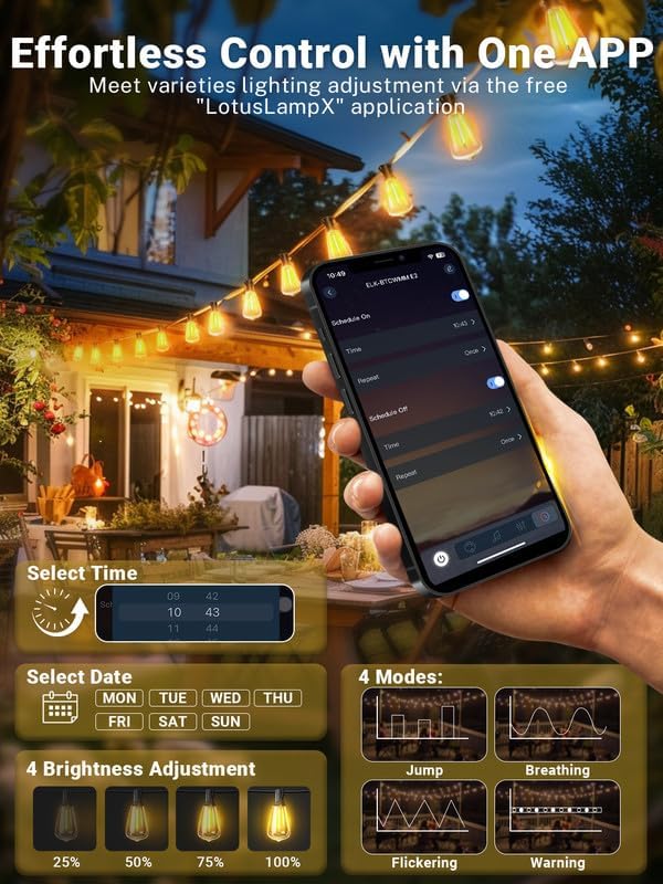 Detalle 2 de DREAMLAND ST38 Outdoor LED String Lights, 200 ft, Warm White, Shatterproof Bulbs
