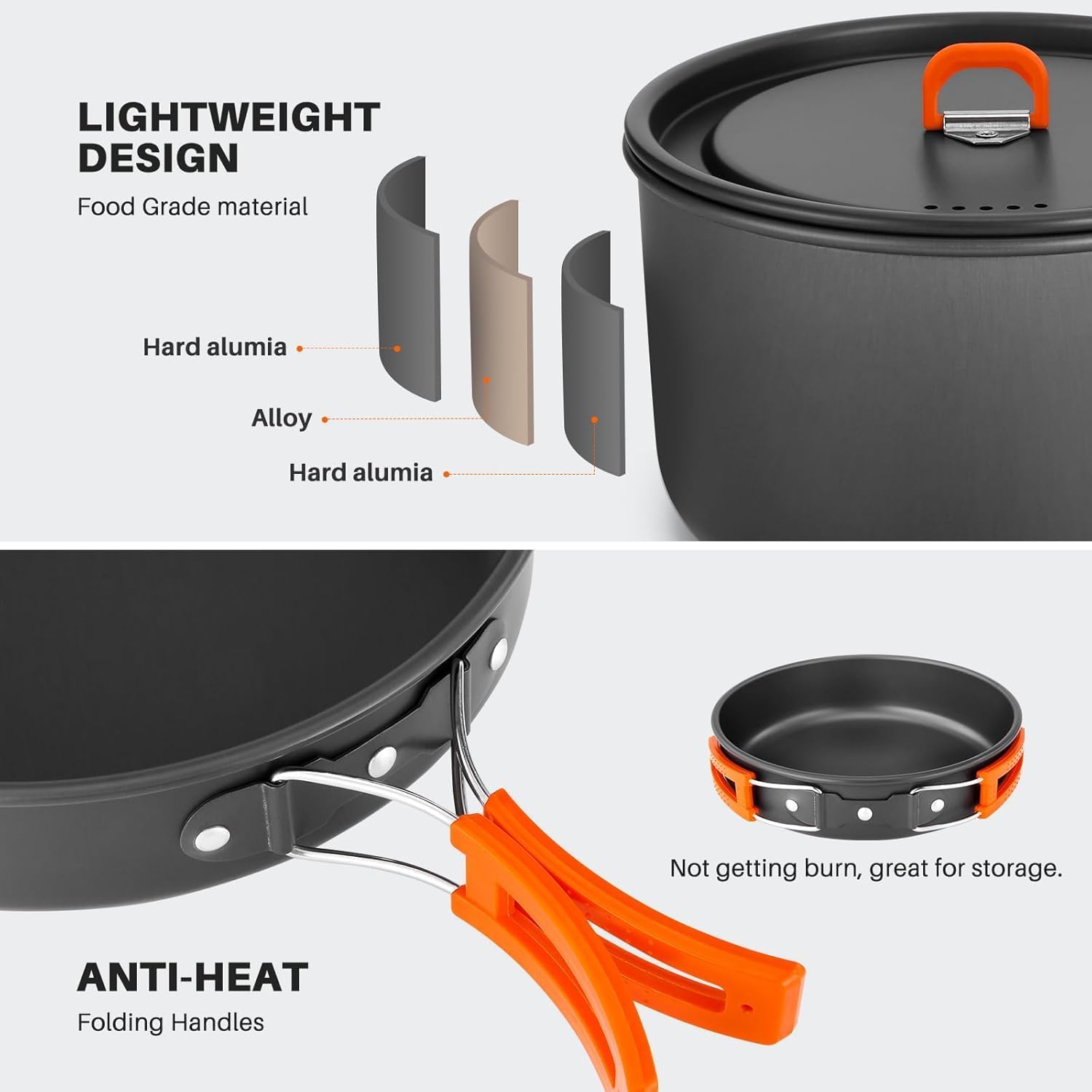 Detalle de Odoland Camping Cookware Set Review: Lightweight Non-Stick Kit for 4–6