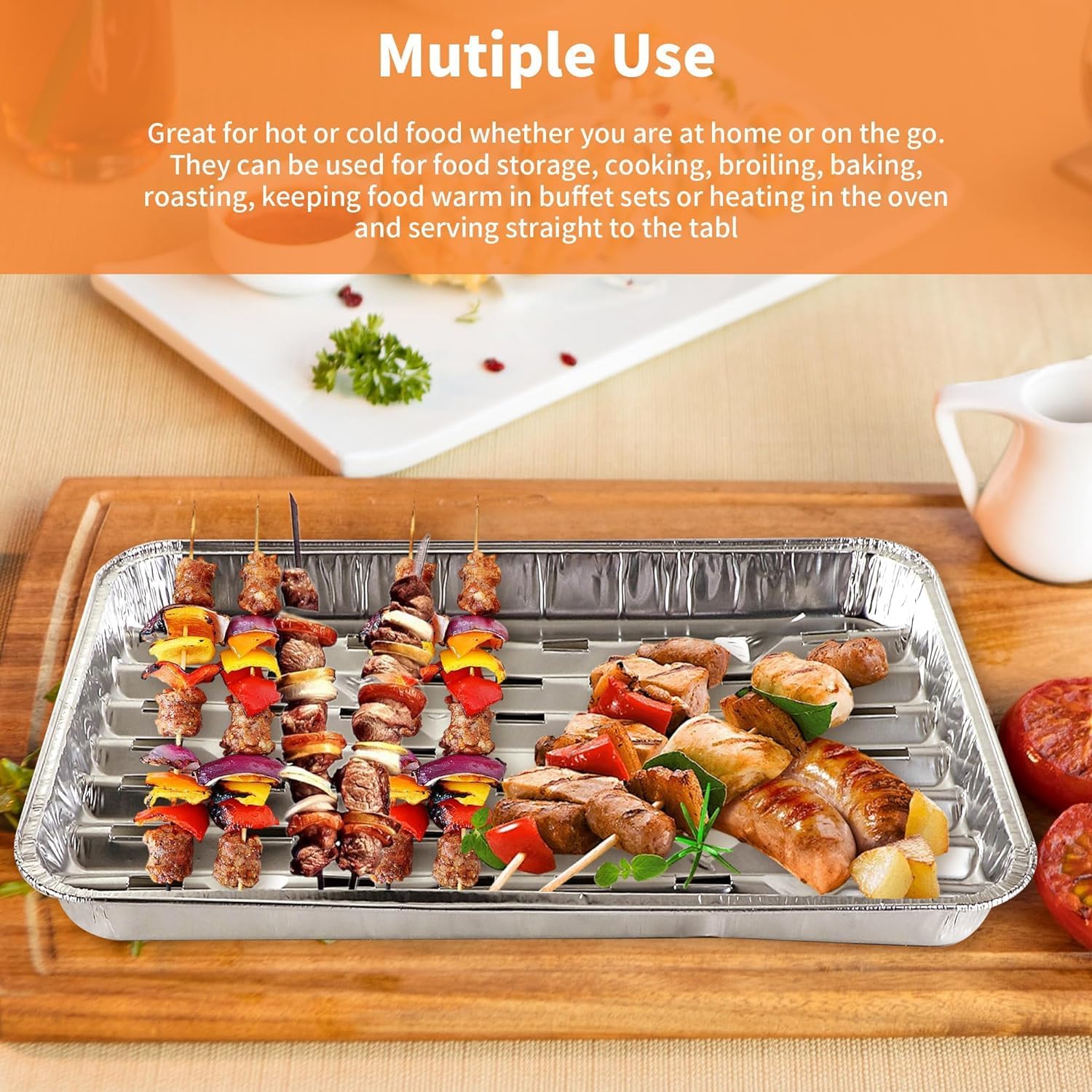 Thumbnail 6 de CHAMSUREUK 30-Pack Disposable Barbecue Trays (34 x 23 x 2.8cm) perforated aluminium foil grill containers