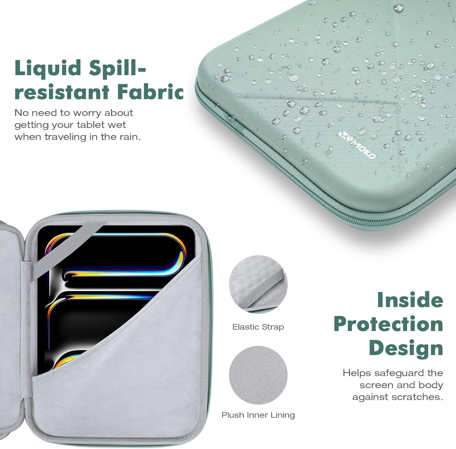 Thumbnail 4 de MoKo 9-11 Zoll Tablet Sleeve Tasche – EVA-Schale, Griff, Bodhi Grün