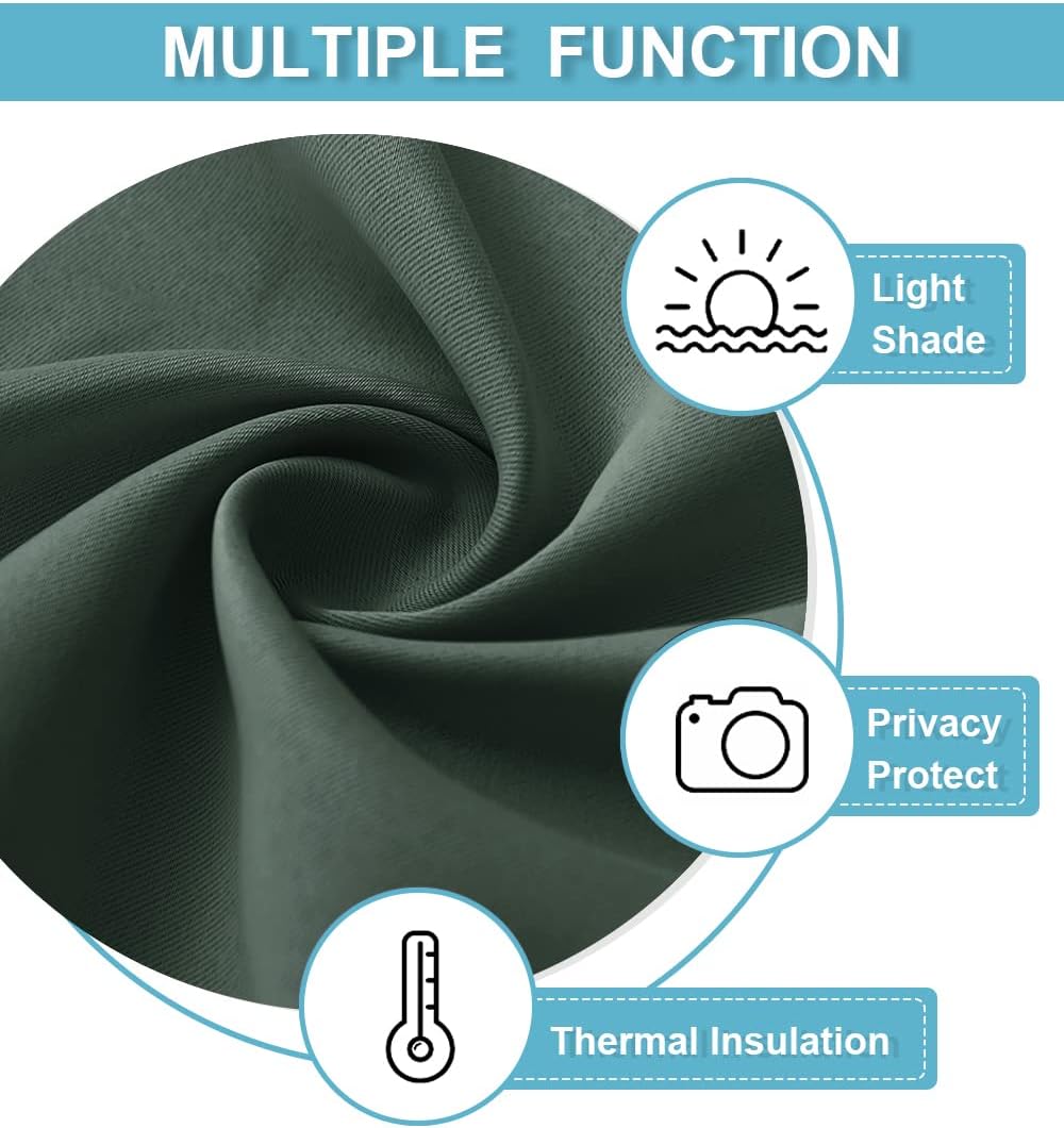 Detalle de RYB HOME Kitchen Blackout Curtains Over Sink (2 Panels, 29 x 36) in Dark Green