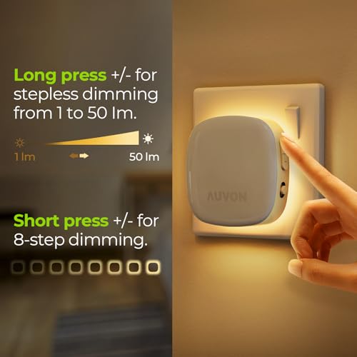 Detalle de AUVON Plug-in LED Backlit Night Light 2-Pack with Motion and Dusk-to-Dawn Sensor