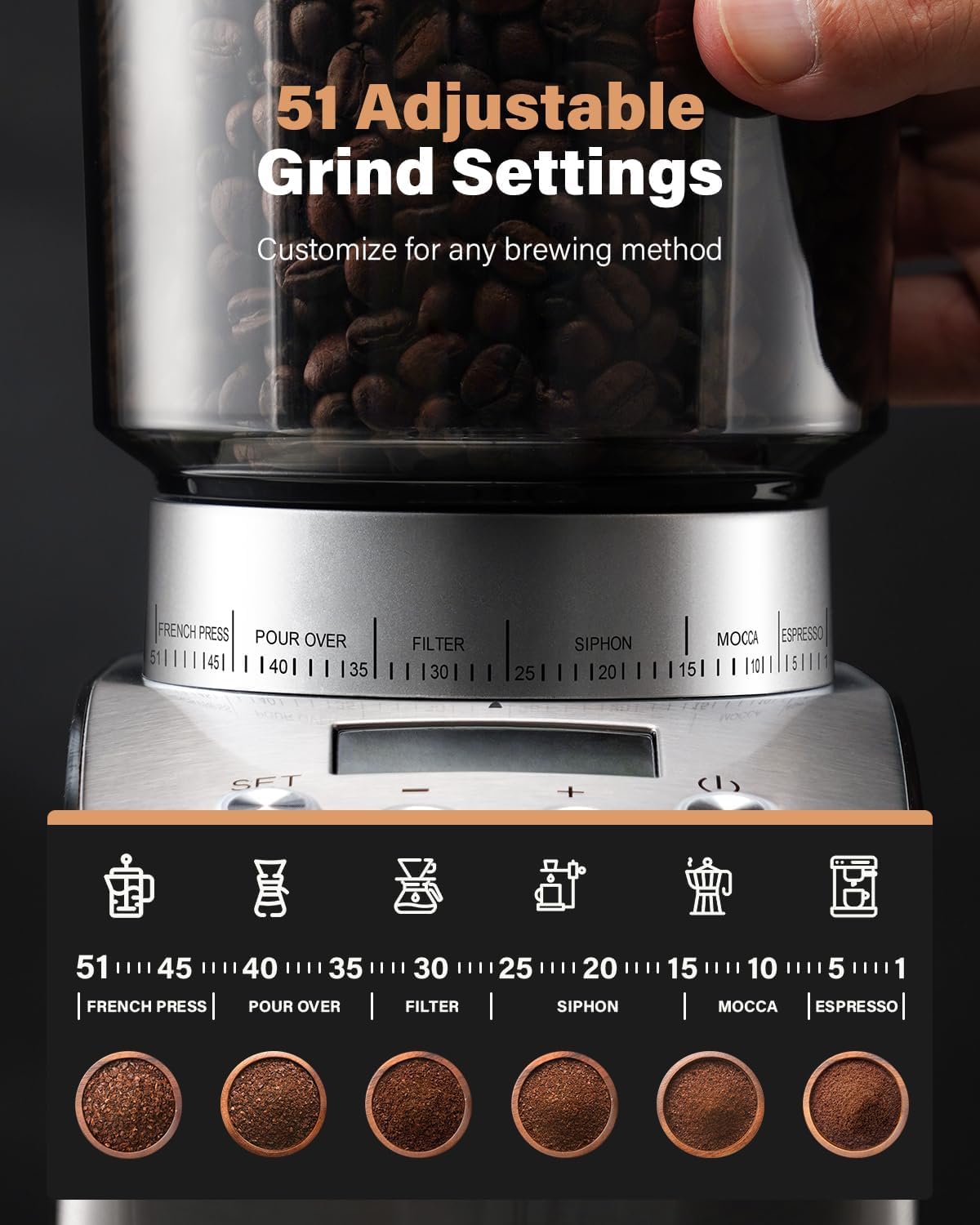 Thumbnail 2 de KIDISLE Conical Burr Coffee Grinder Review: Precision Grinding for Home Espresso and More