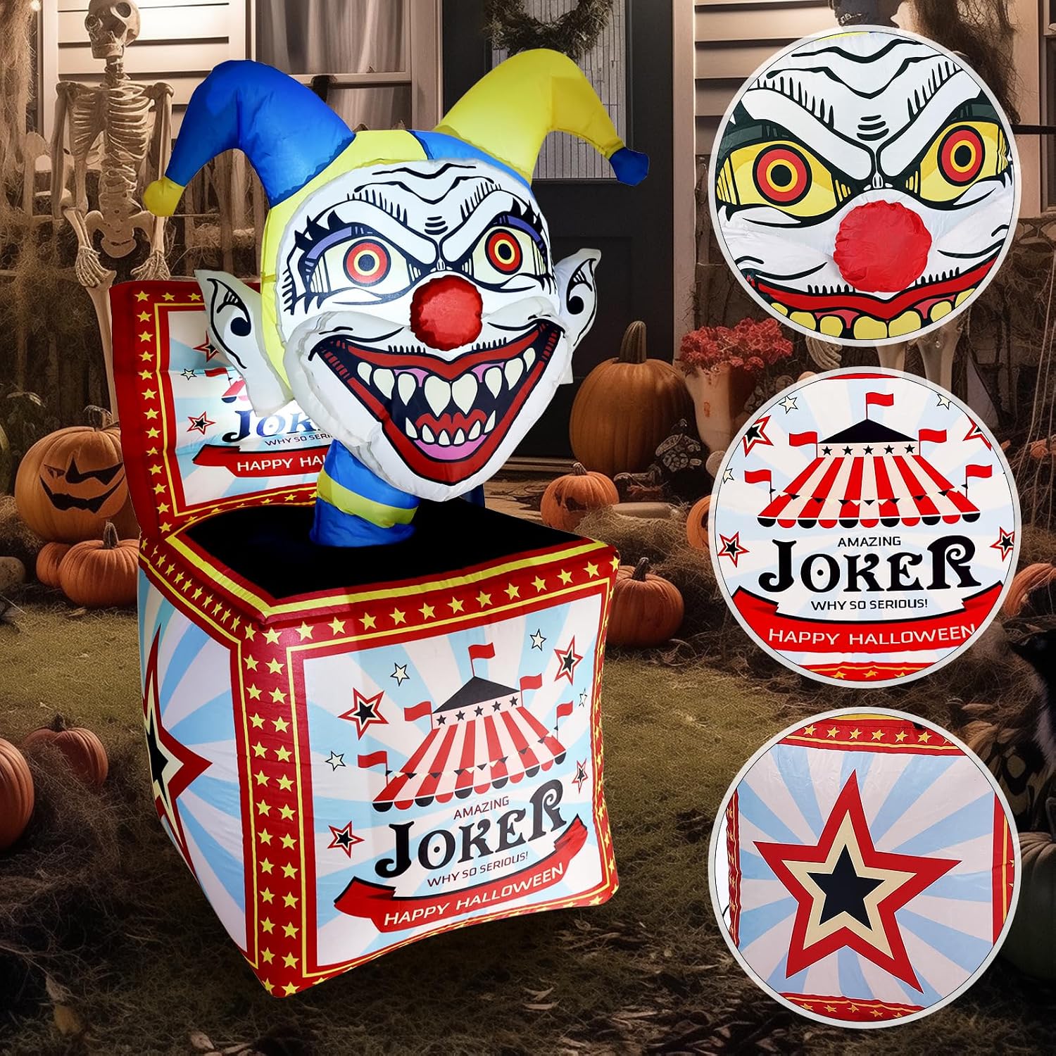 Detalle 2 de WBHome Inflatable Clown Decoration, 5 Ft