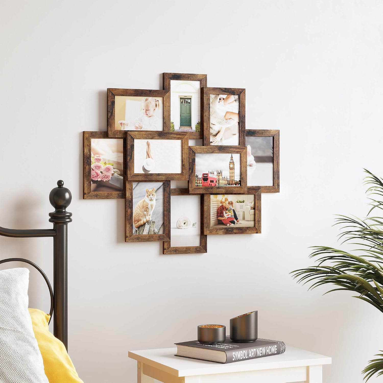 Detalle de SONGMICS Kavi RPF020X01 10-photo collage frame, MDF, rustic brown