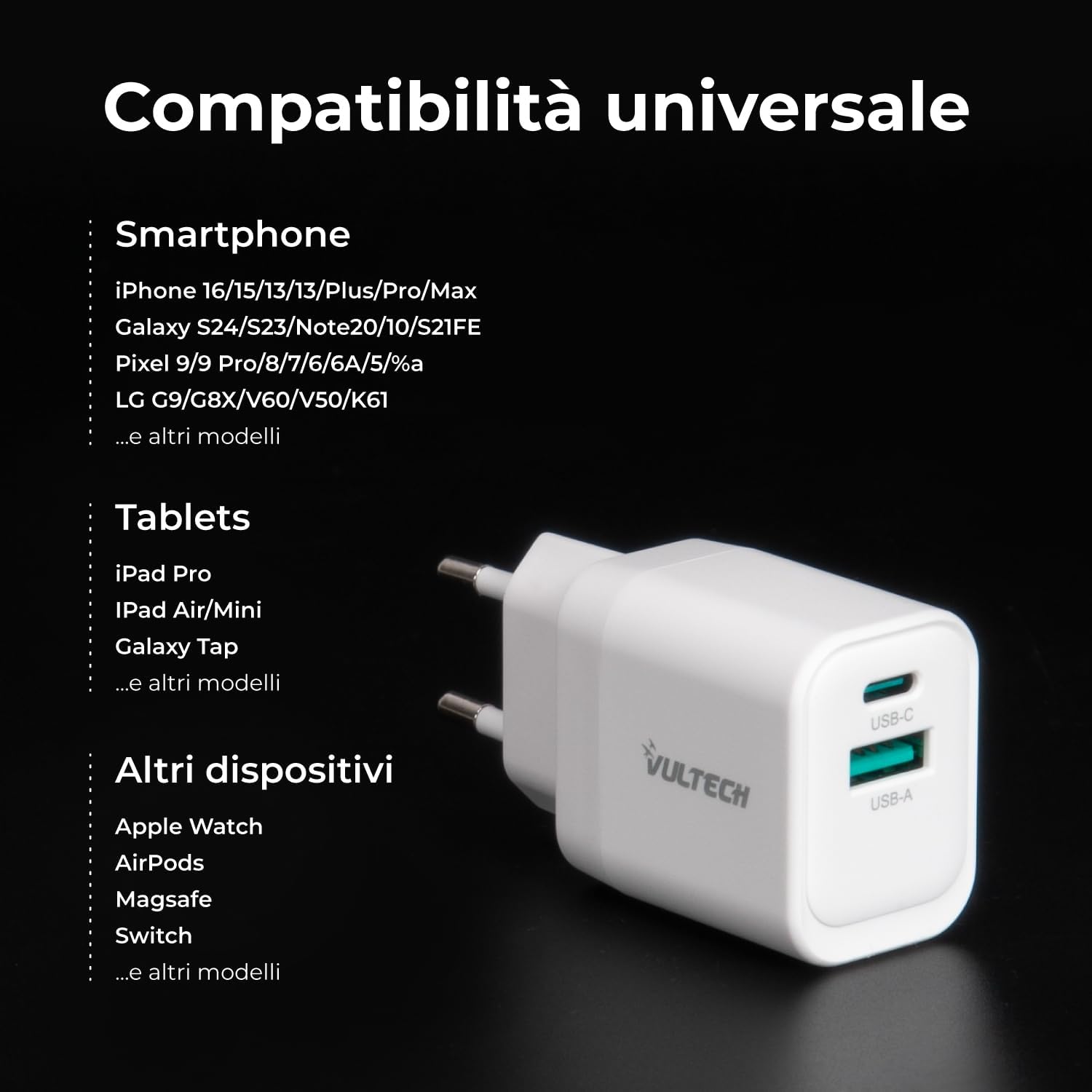 Thumbnail 6 de VulTech CC33-1C1A Chargeur Universel 33W GaN USB-C + USB-A – compact et polyvalent