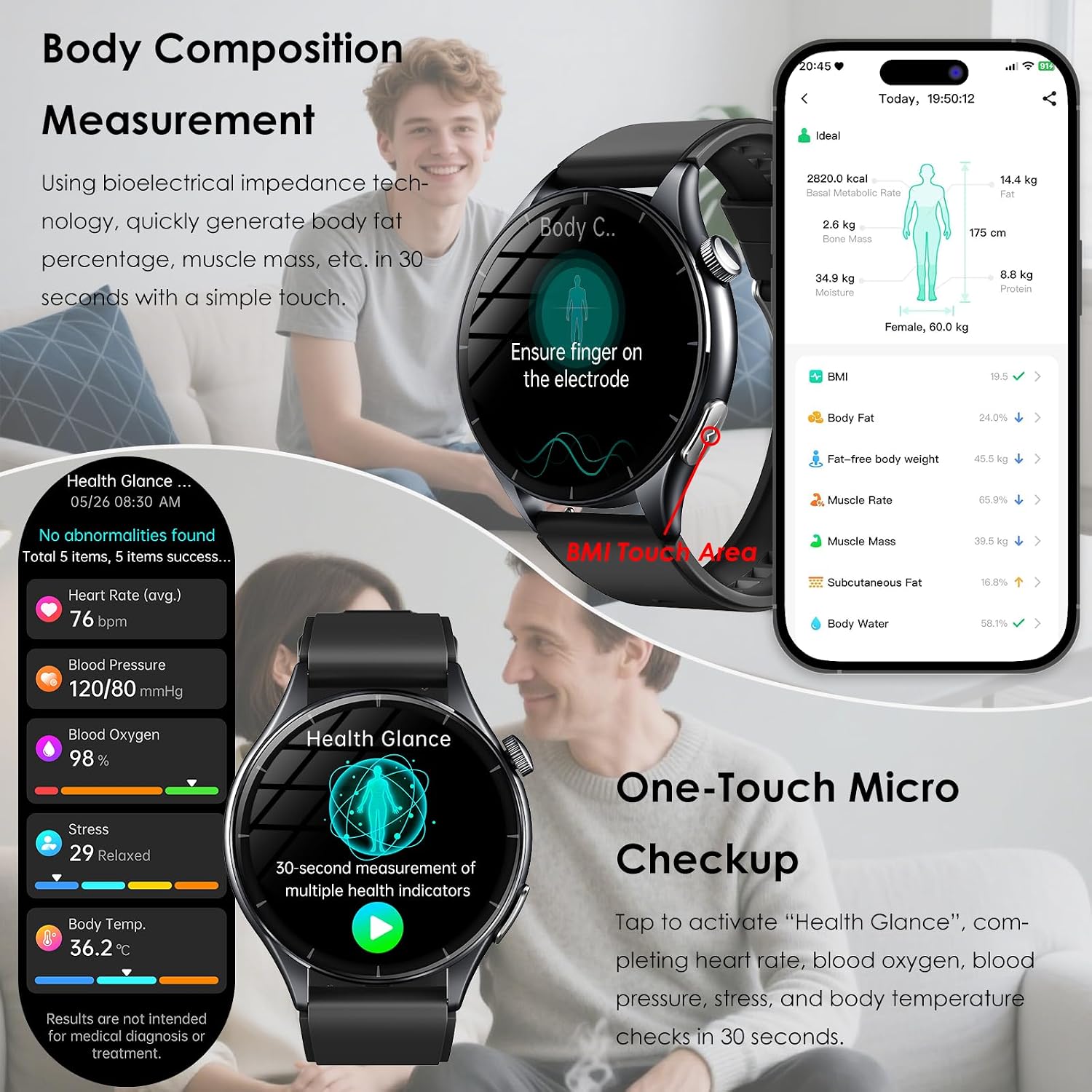 Detalle de 2026 New Smartwatch for Men with ECG, Blood Pressure and 1.56-inch AMOLED Display