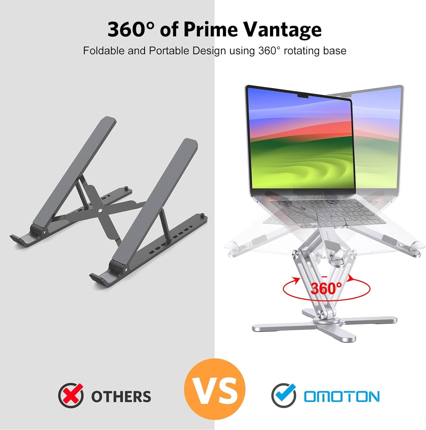 Detalle 2 de OMOTON 360° Rotating Laptop Stand 16-inch