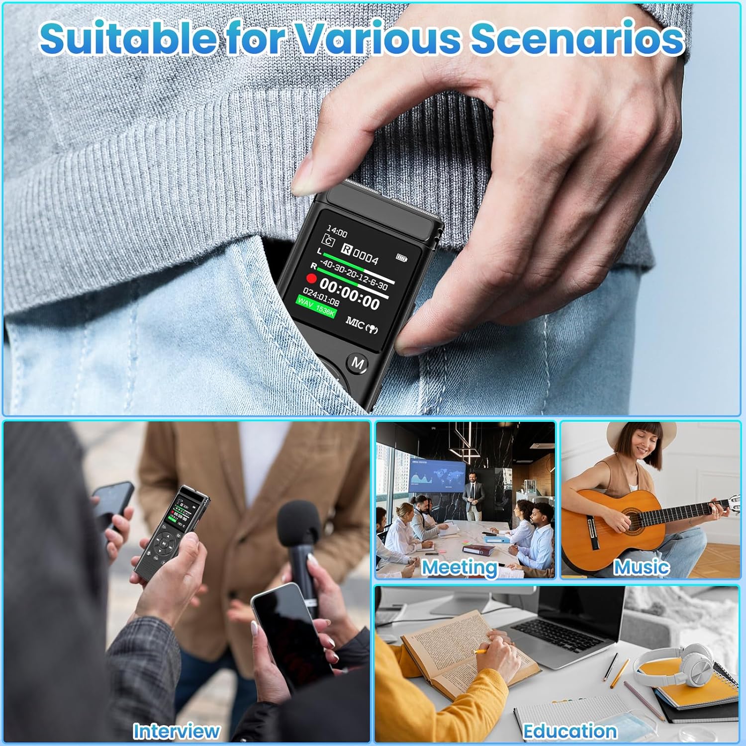 Thumbnail 6 de Tonfarb A20 Digital Voice Recorder, 136GB, Voice Activation and A-B Repeat