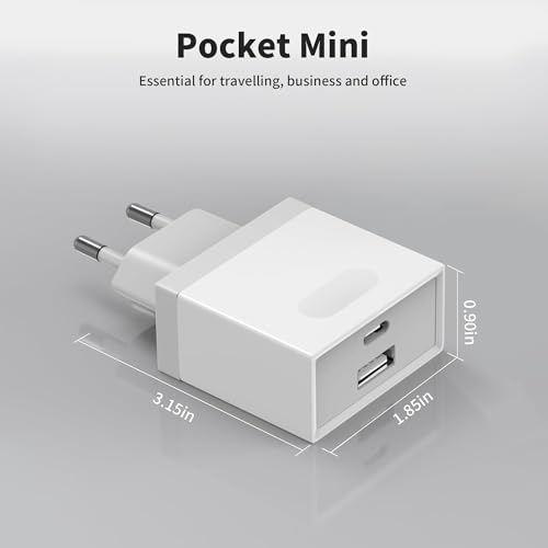 Detalle de Wufuera 2Pcs Caricatore USB C 20W: Alimentatore da muro con doppia porta USB-A+C