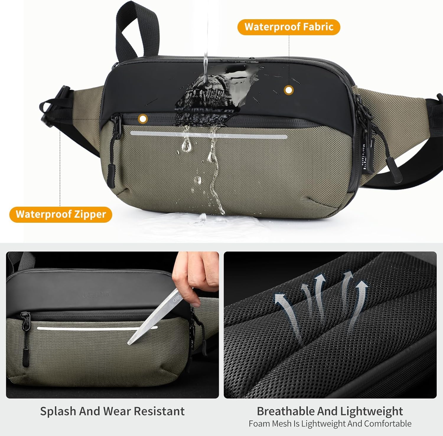 Thumbnail 6 de Huntvp Bum Bag Crossbody: Expandable 4-in-1 Waist Sling Pack (Green)
