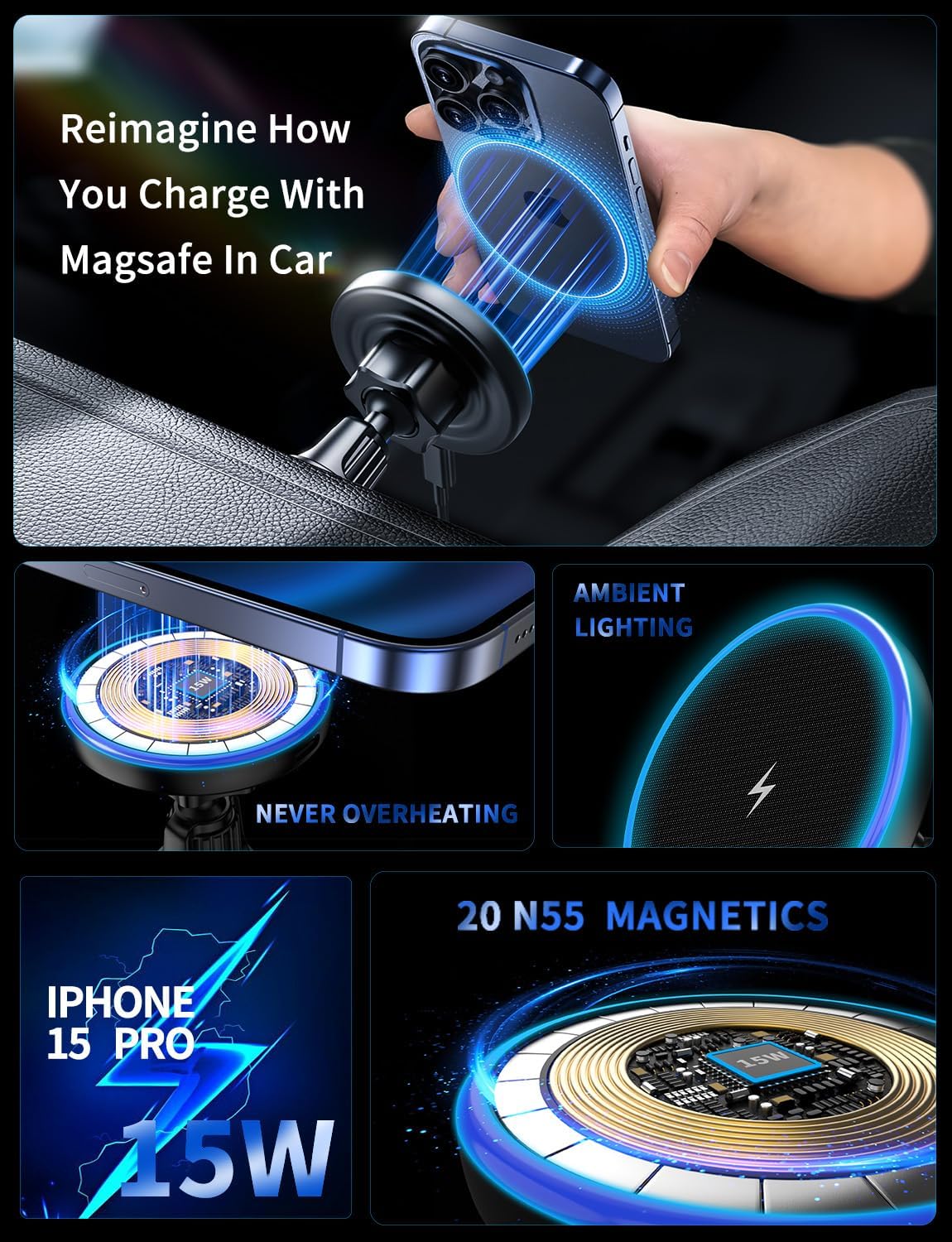Thumbnail 5 de MagSafe Car Mount Charger 3‑in‑1 Wireless Car Charger
