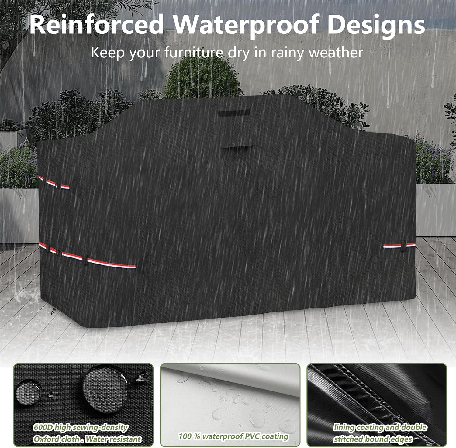 Detalle de Osileyo DTZ-D009-HEISE-86 Island Grill Cover, 600D Oxford, Black