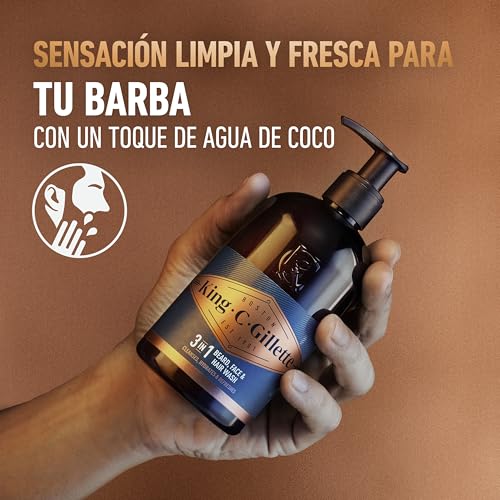 Detalle de King C. Gillette Gel 3 en 1 para Barba, Rostro y Pelo – 350 ml
