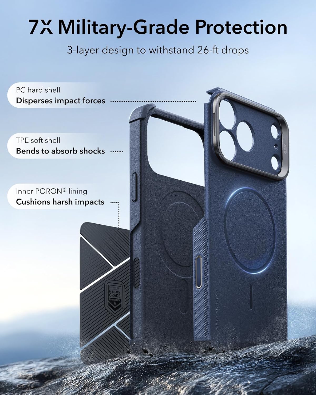 Detalle de ESR iPhone 17 Pro Max Case 7X drop protection