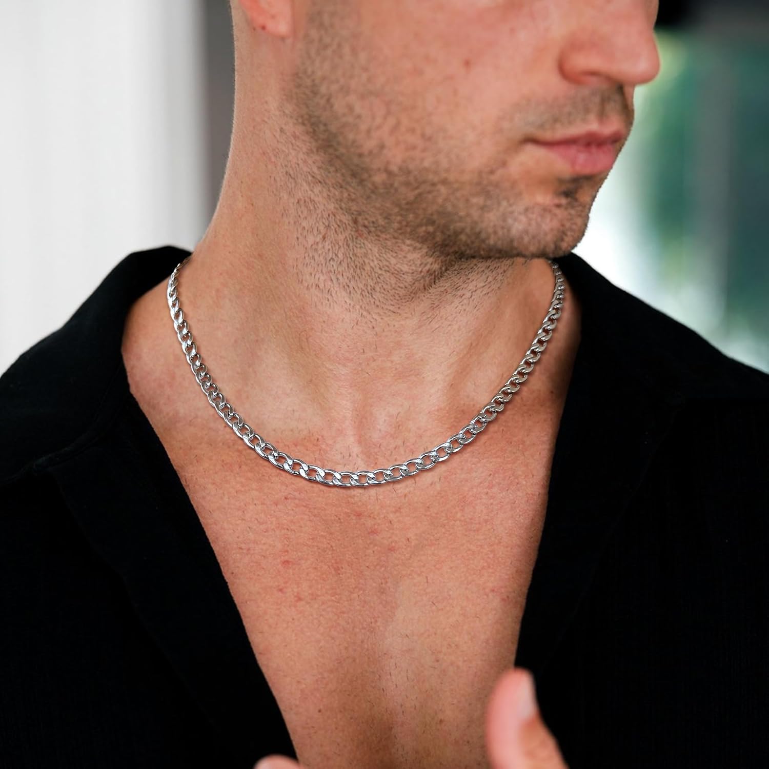 Thumbnail 2 de Collier chaîne cubaine RANKEEF en acier inoxydable 3/5 mm pour homme (46/51/56/61/66 cm)