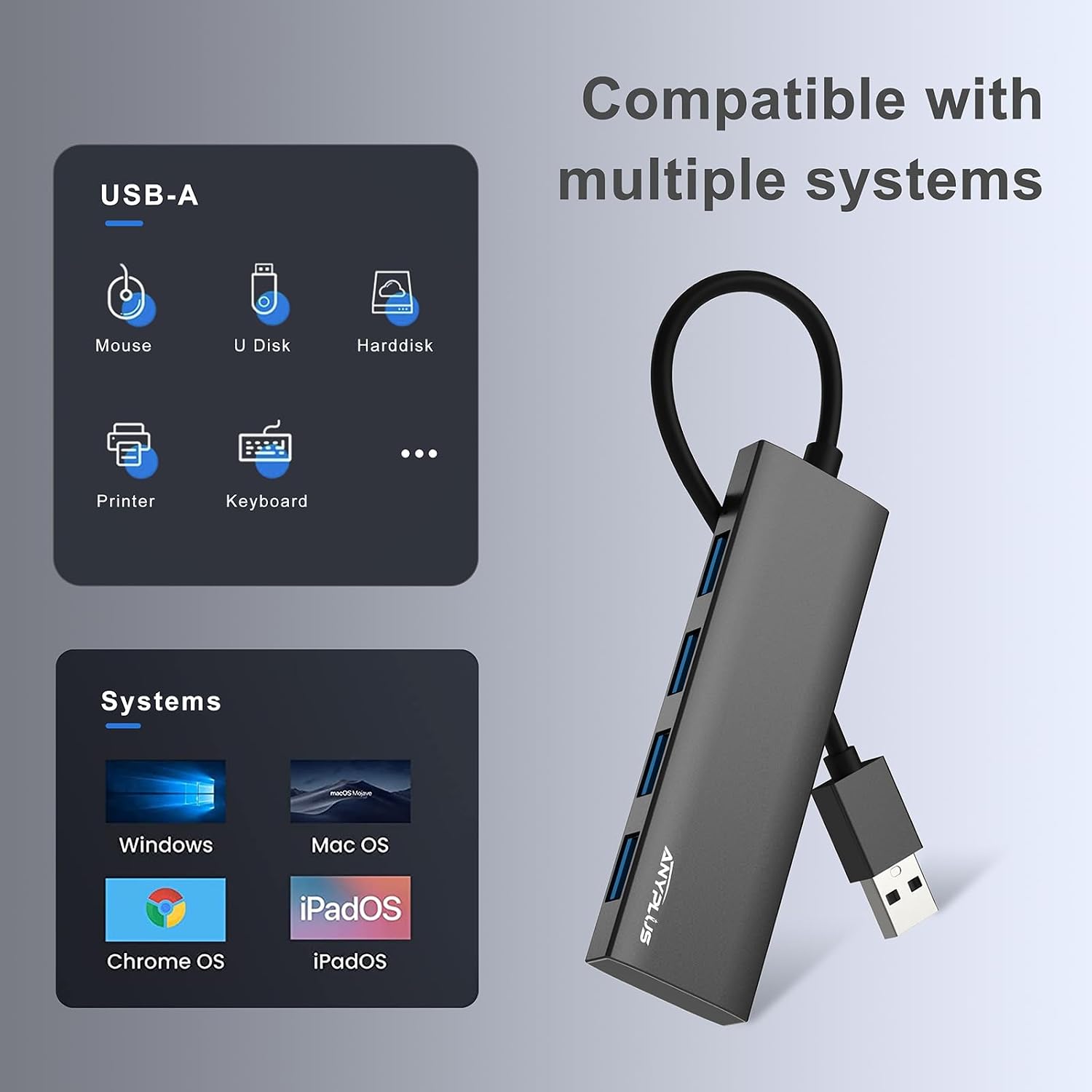 Detalle 1 de AnyPLUS USB Hub USB 3.0 4-port Aluminium