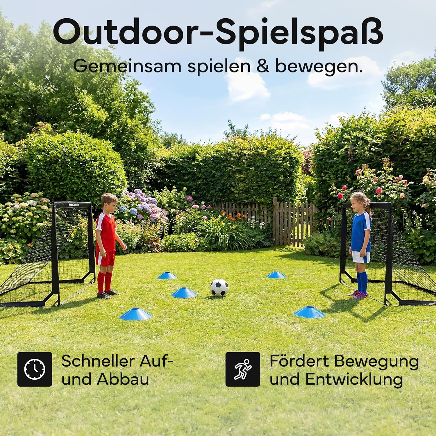 Detalle de NEOLYMP Fußballtor Kinder Set – Faltbare Tore für Garten & Outdoor