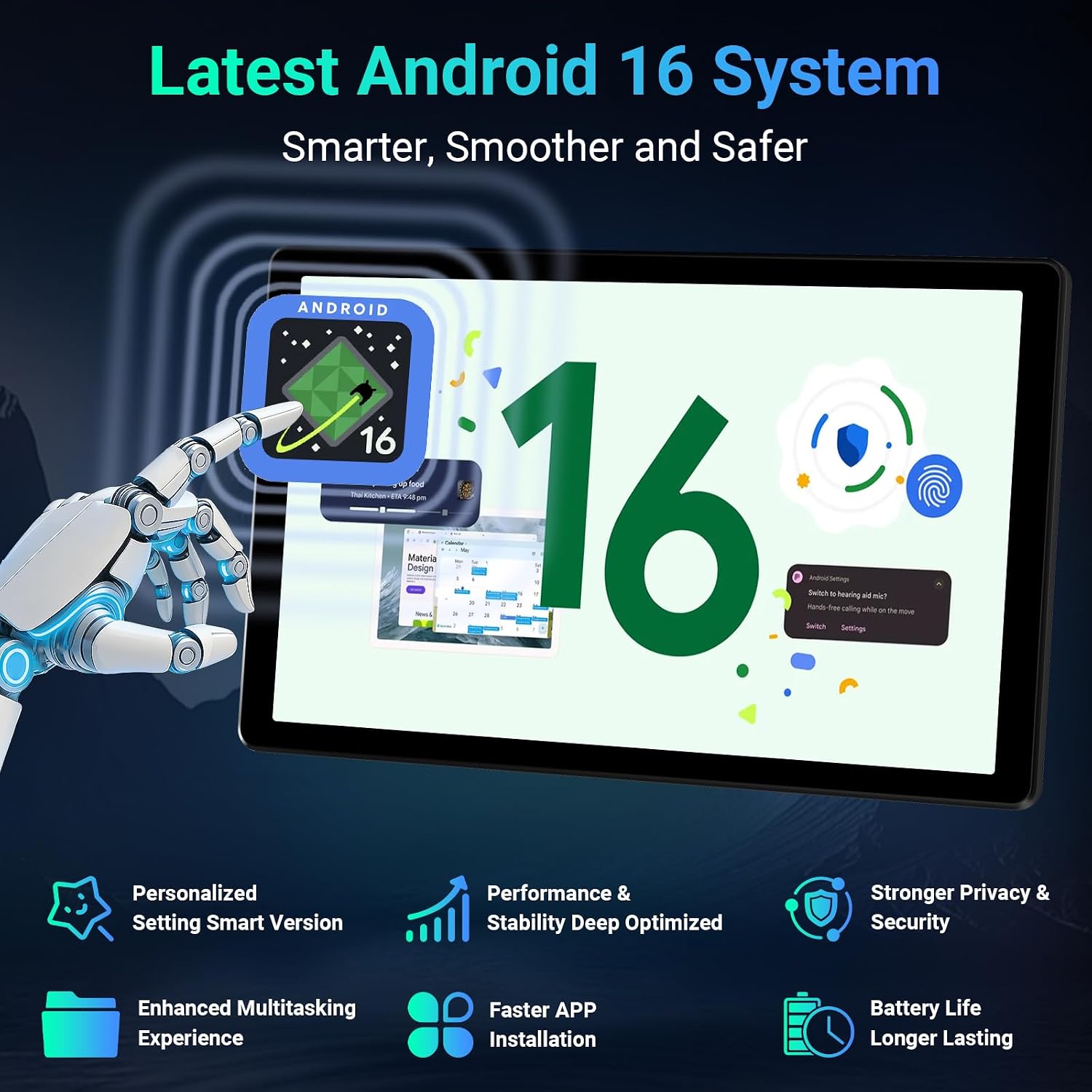 Detalle de MUISOO Android 16 Tablet (10.1 inch) with 24GB RAM, 64GB ROM + 1TB microSD expansion