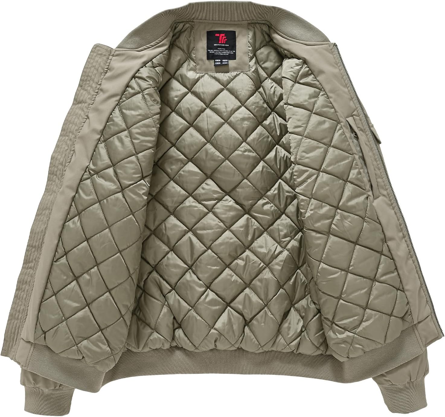 Detalle 2 de BGOWATU Men's Quilted Bomber Jacket, Full Zip, Padded and Water-Resistant