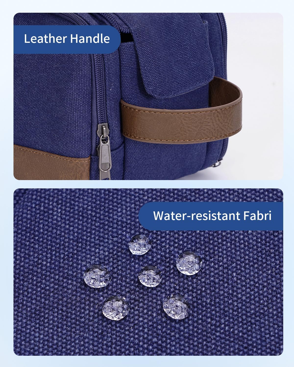 Thumbnail 6 de WANDF Kulturtasche für Herren – Reise-Kulturbeutel aus Canvas mit PU-Leder, wasserabweisend (Blau)
