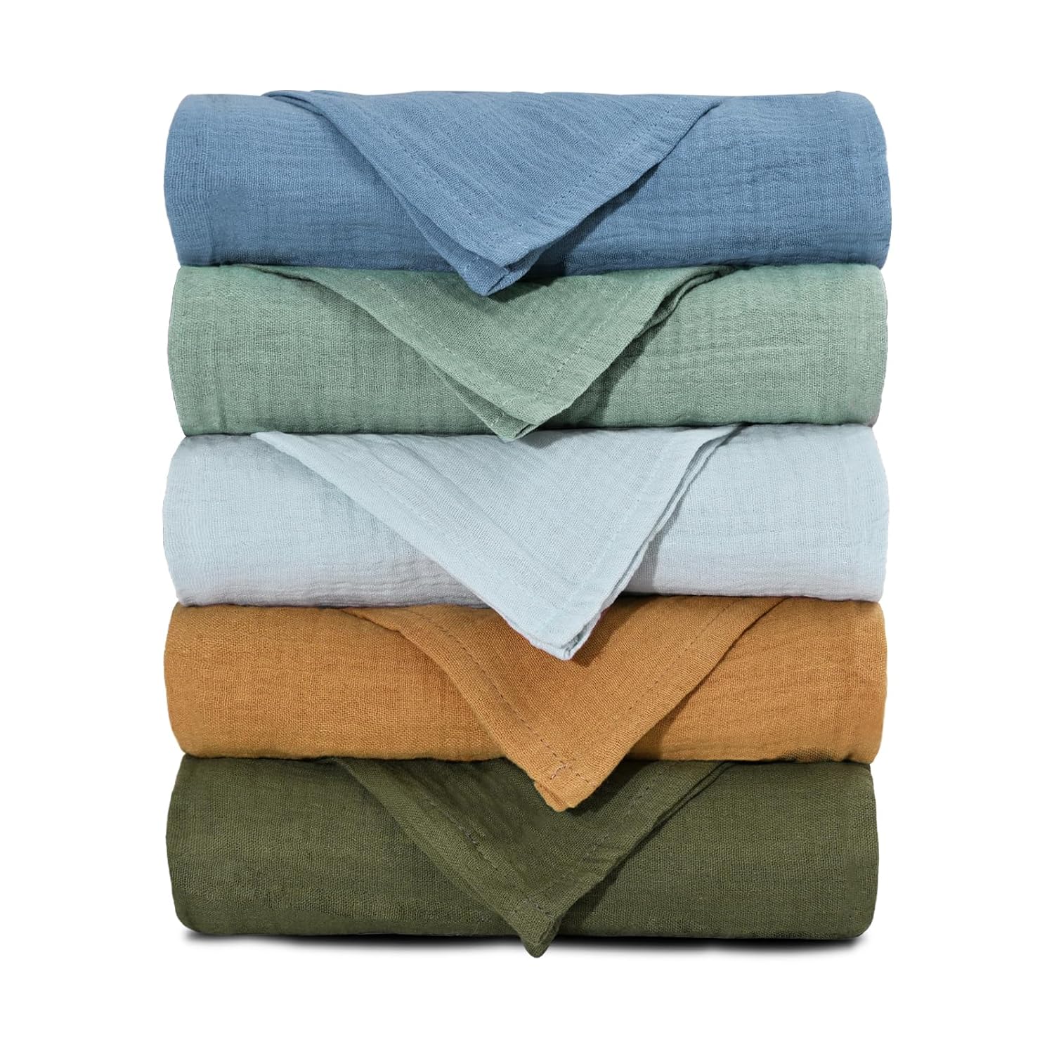 Thumbnail 6 de Musselintücher für Baby-Musselinquadrate (60 x 60 cm) – 5er-Set atmungsaktive Mullwindeln / Spucktücher