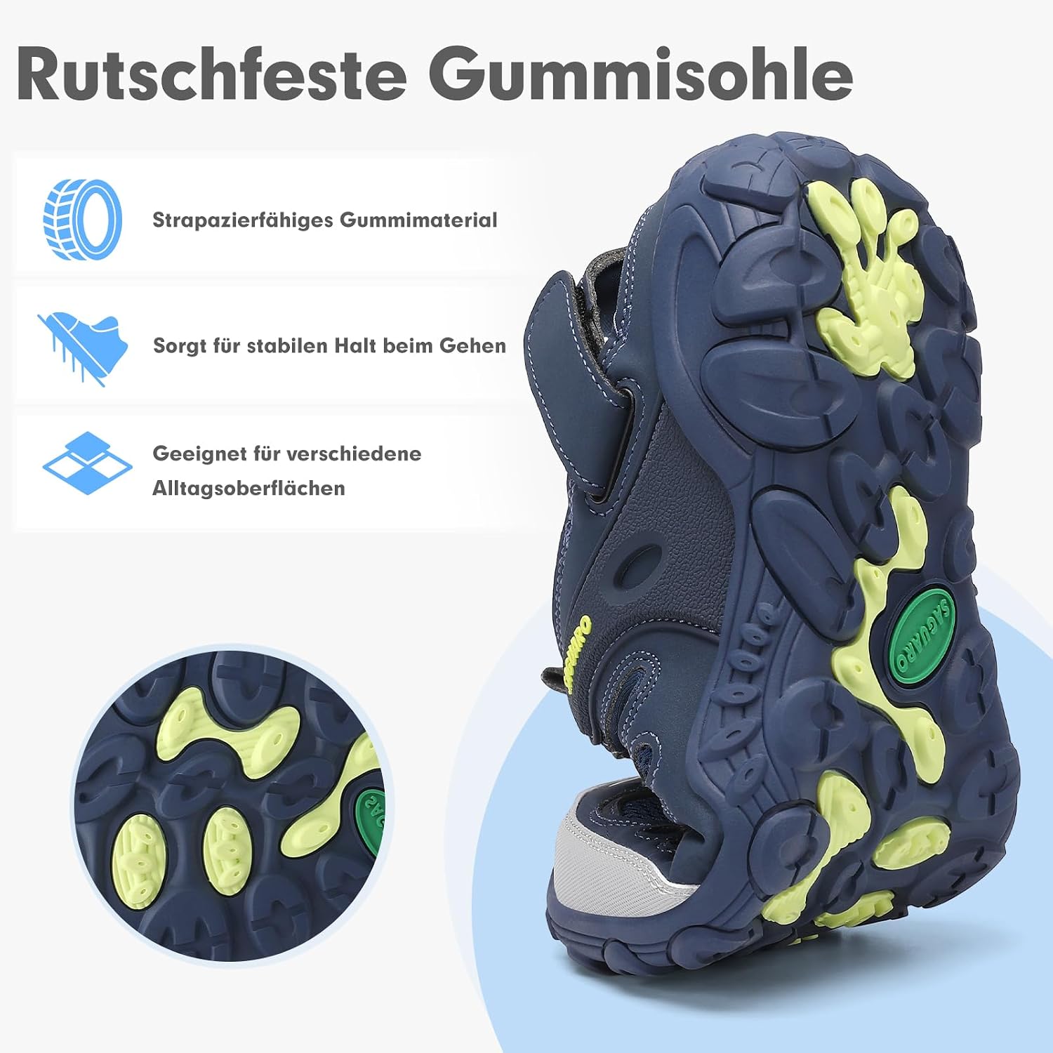 Detalle de SAGUARO Sandalen Herren/Damen Bequem, Atmungsaktiv und Rutschfest – Outdoor Trekking & Wandersandalen